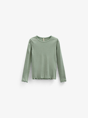 Langärmeliges T-Shirt aus Modalripp - Tween - Dusty Green | 101311 Lottie