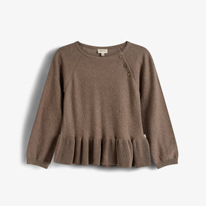 Baumwollstrick-Tunika - Kids - Brown Melange