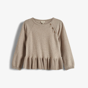 Baumwollstrick-Tunika - Kids - Light Beige Melange