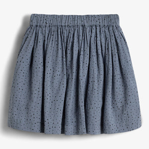 Baumwollrock m. Micro Dots - Kids - Dusty Blue