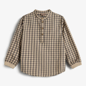 Micro Gingham Baumwollhemd - Kids - Grey/Beige