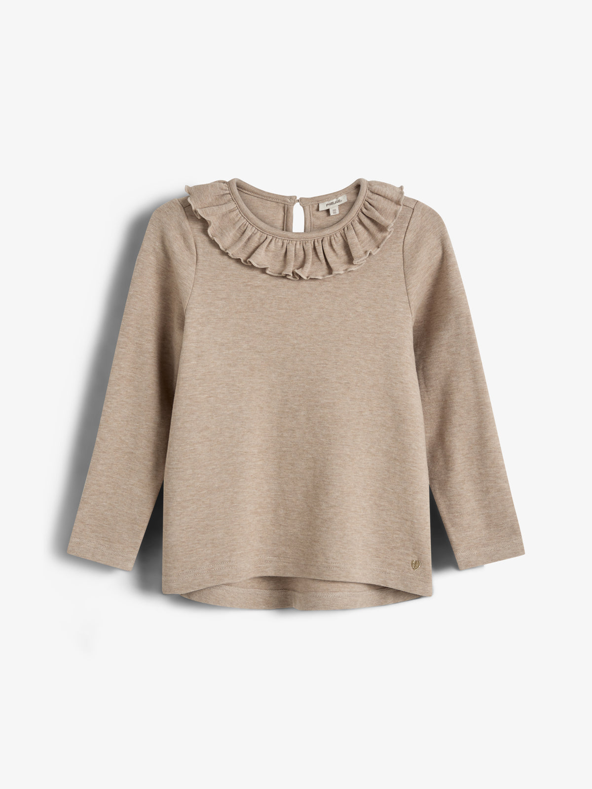 Bluse mit Pierrotkragen aus Plüsch-Jersey - Kids - Beige Melange