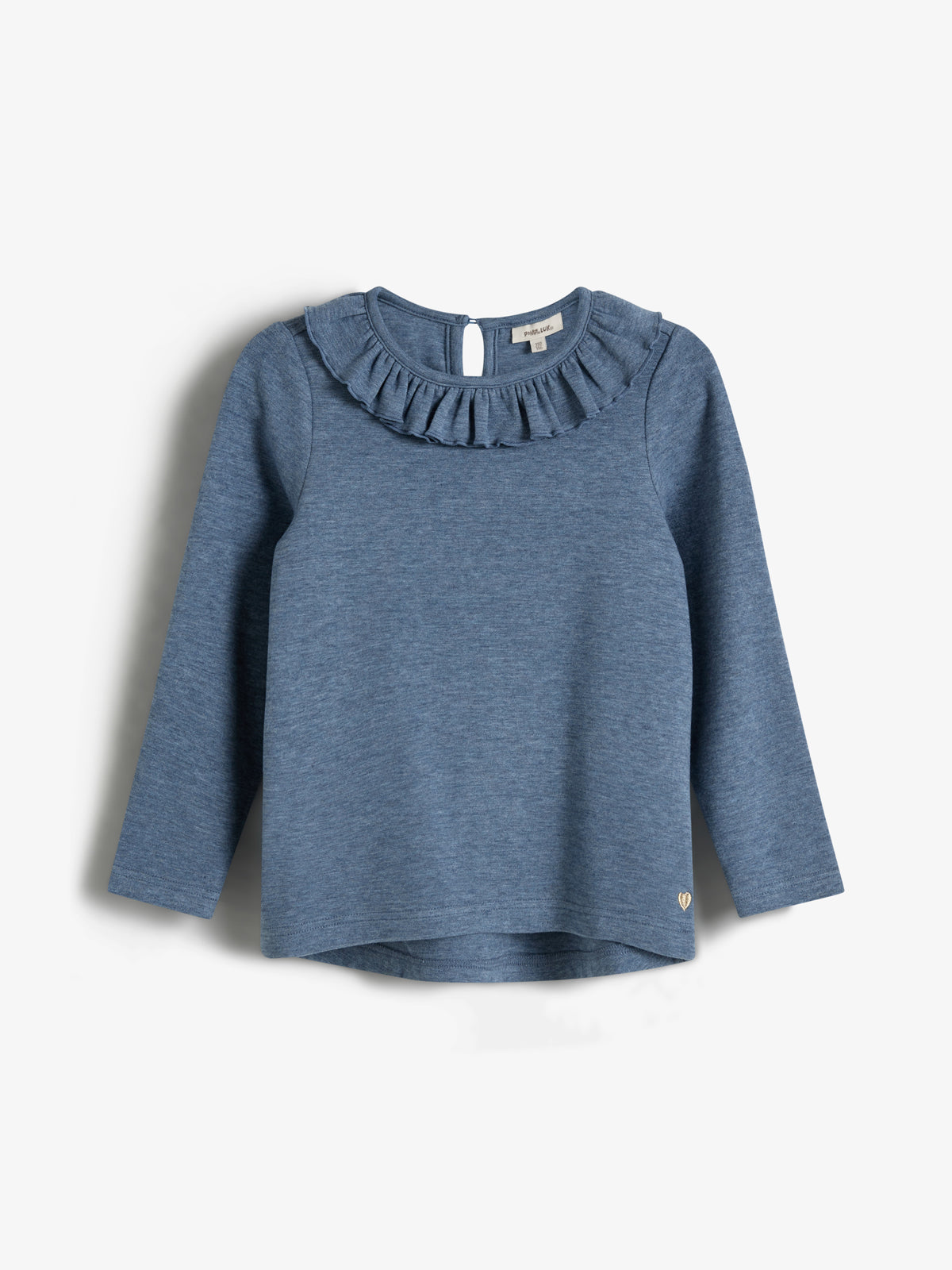 Bluse mit Pierrotkragen aus Plüsch-Jersey - Kids - Blue Melange