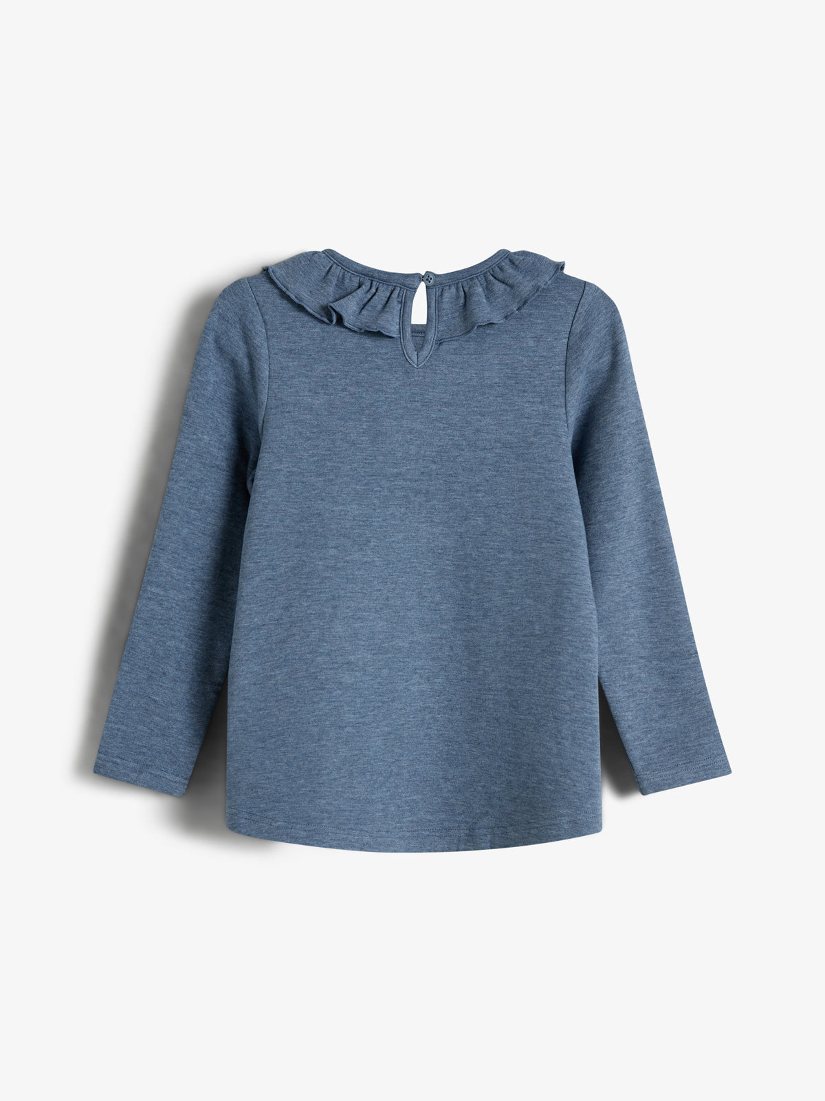 Bluse mit Pierrotkragen aus Plüsch-Jersey - Kids - Blue Melange