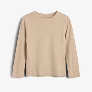Langärmeliges Basic-T-Shirt aus Rippe - Kids - Beige