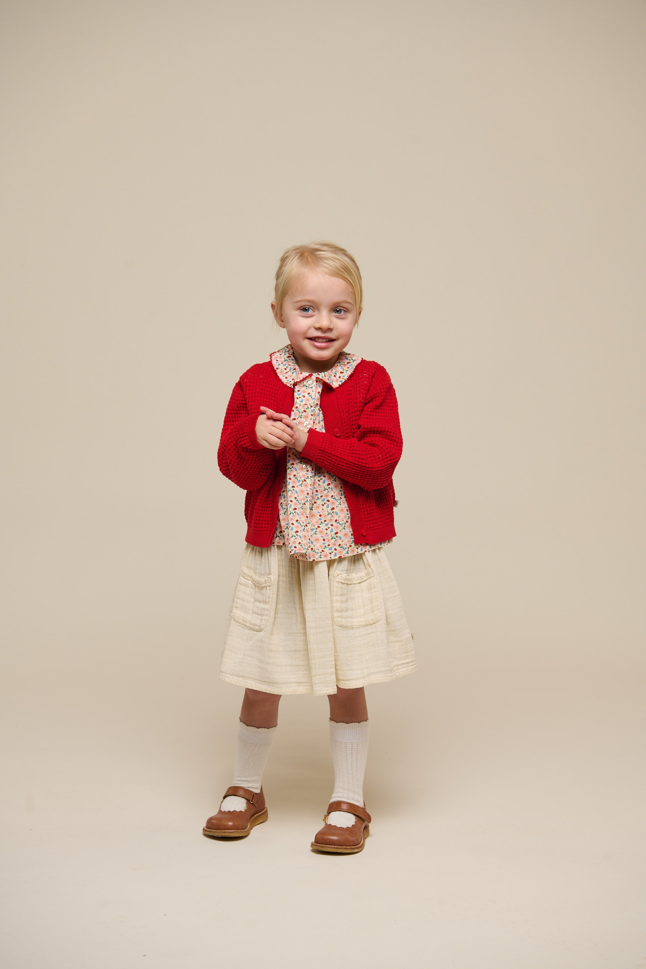 Baumwoll-Strickjacke - Kids - Cherry Red | 101269 Katie