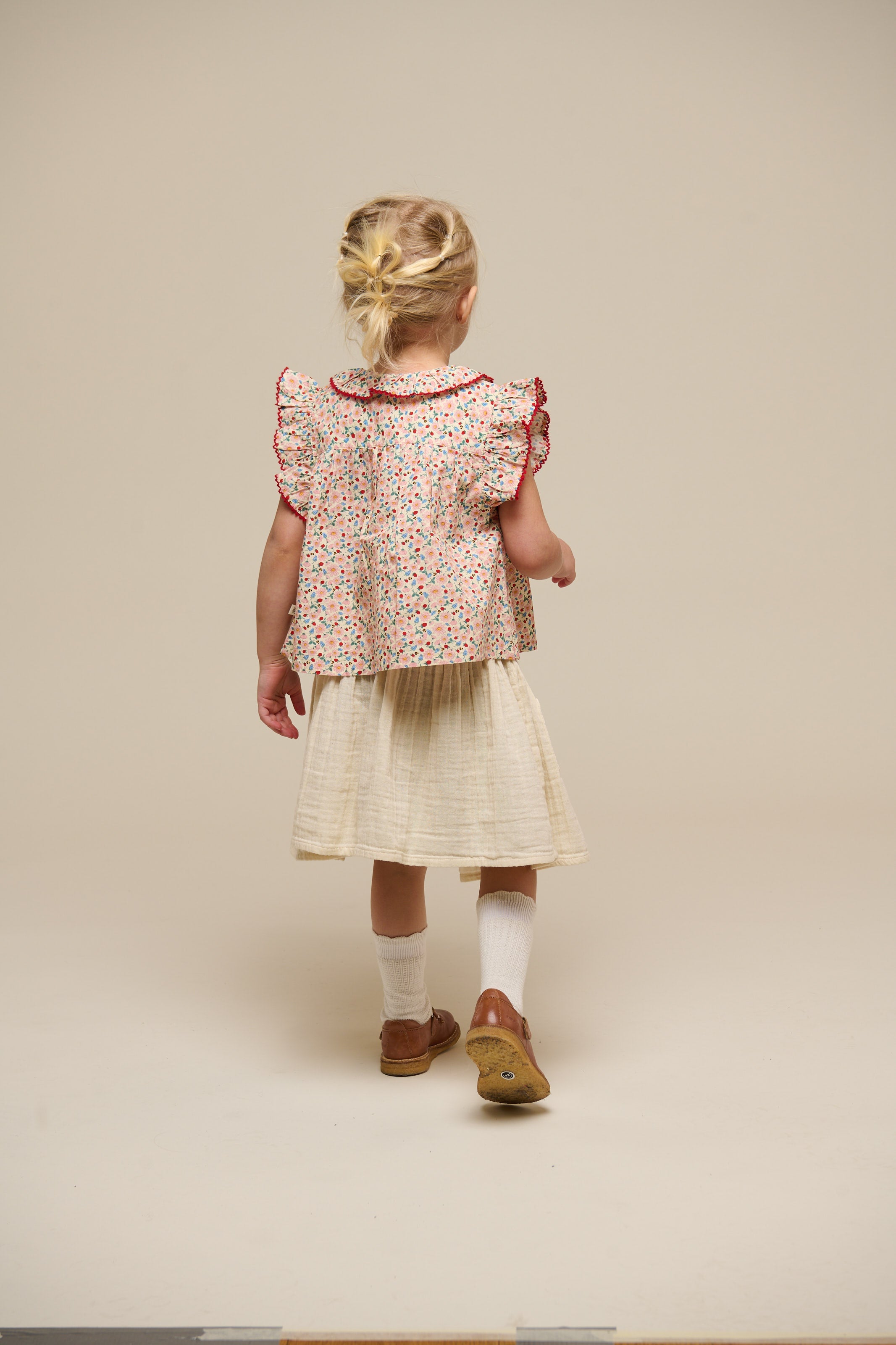 Poplin-Top mit Blumenmuster und Rüsche - Kids - Rose | 100948 Poppy