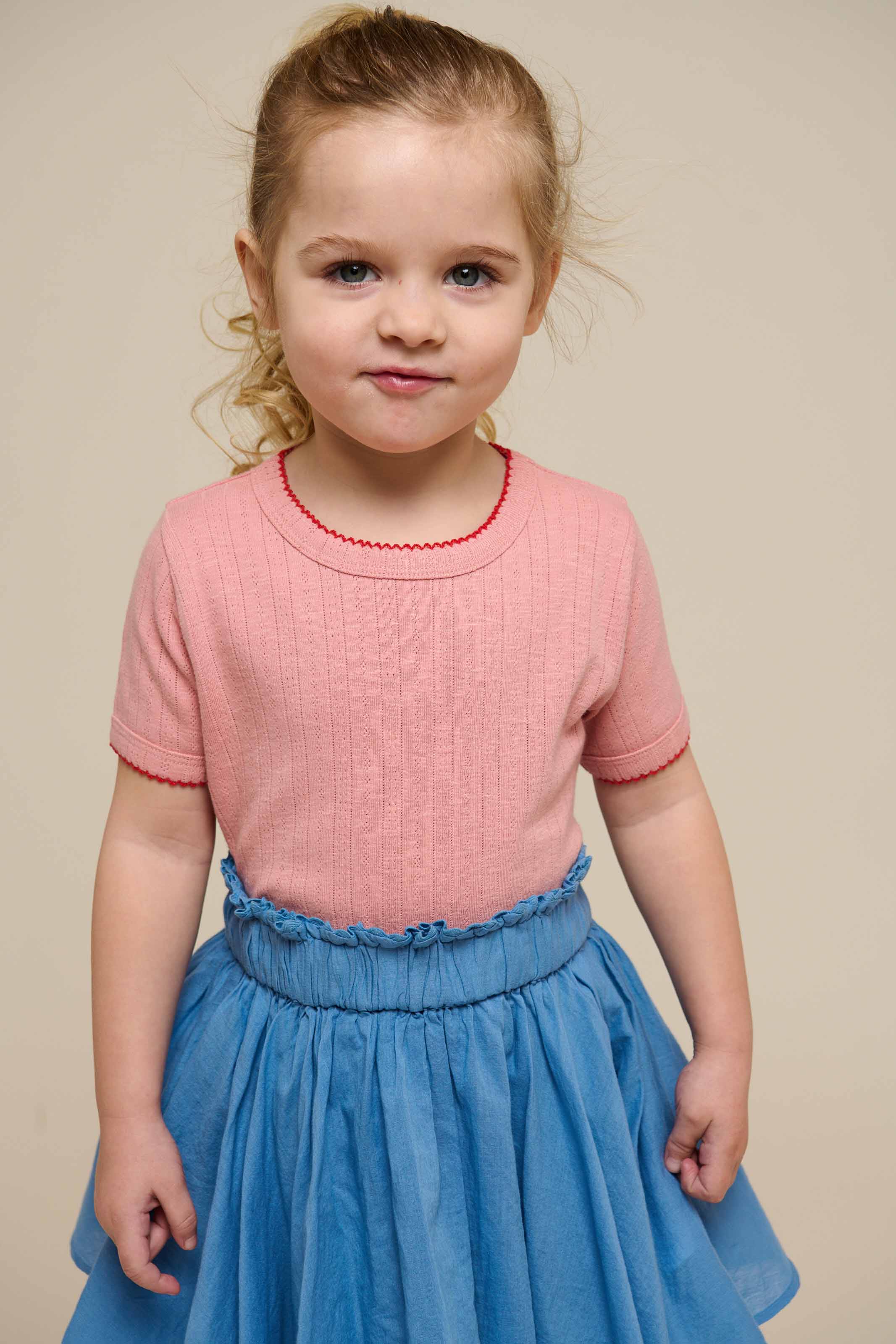 Pointelle T-Shirt mit Kontrast-Picot - Kids - Rose Tan | 101287 Drew