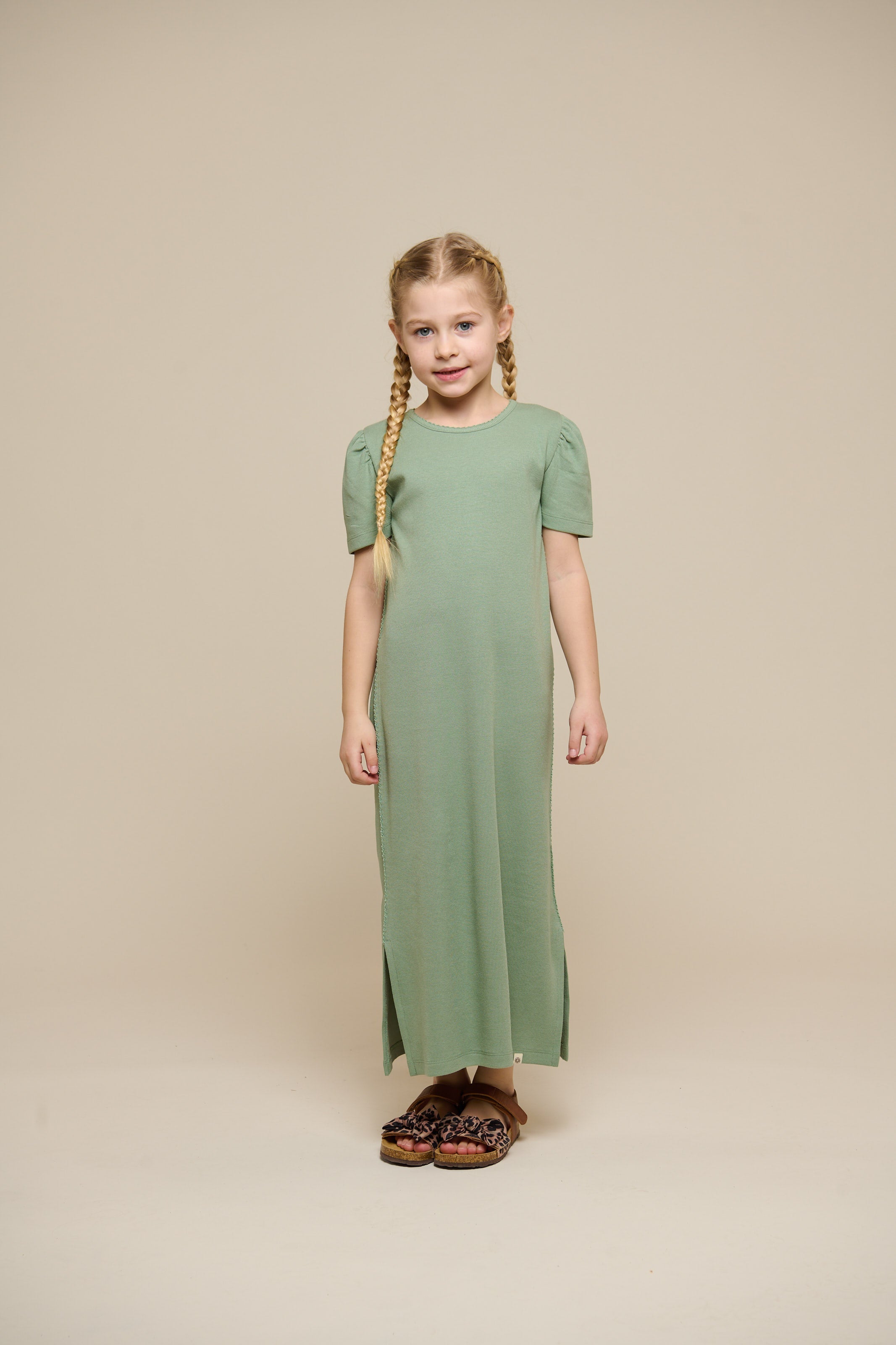 Modal-Ripp Lang T-Shirt Kleid - Tween - Dusty Green | 101295 Lottie