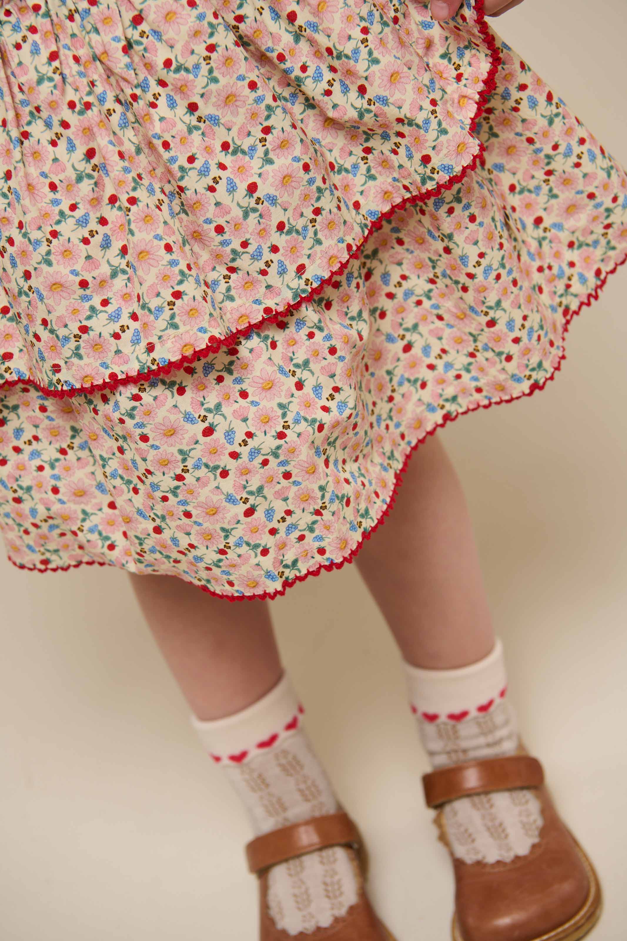 Poplin-Rock mit Blumenmuster und Rüsche - Kids - Rose | 100952 Poppy
