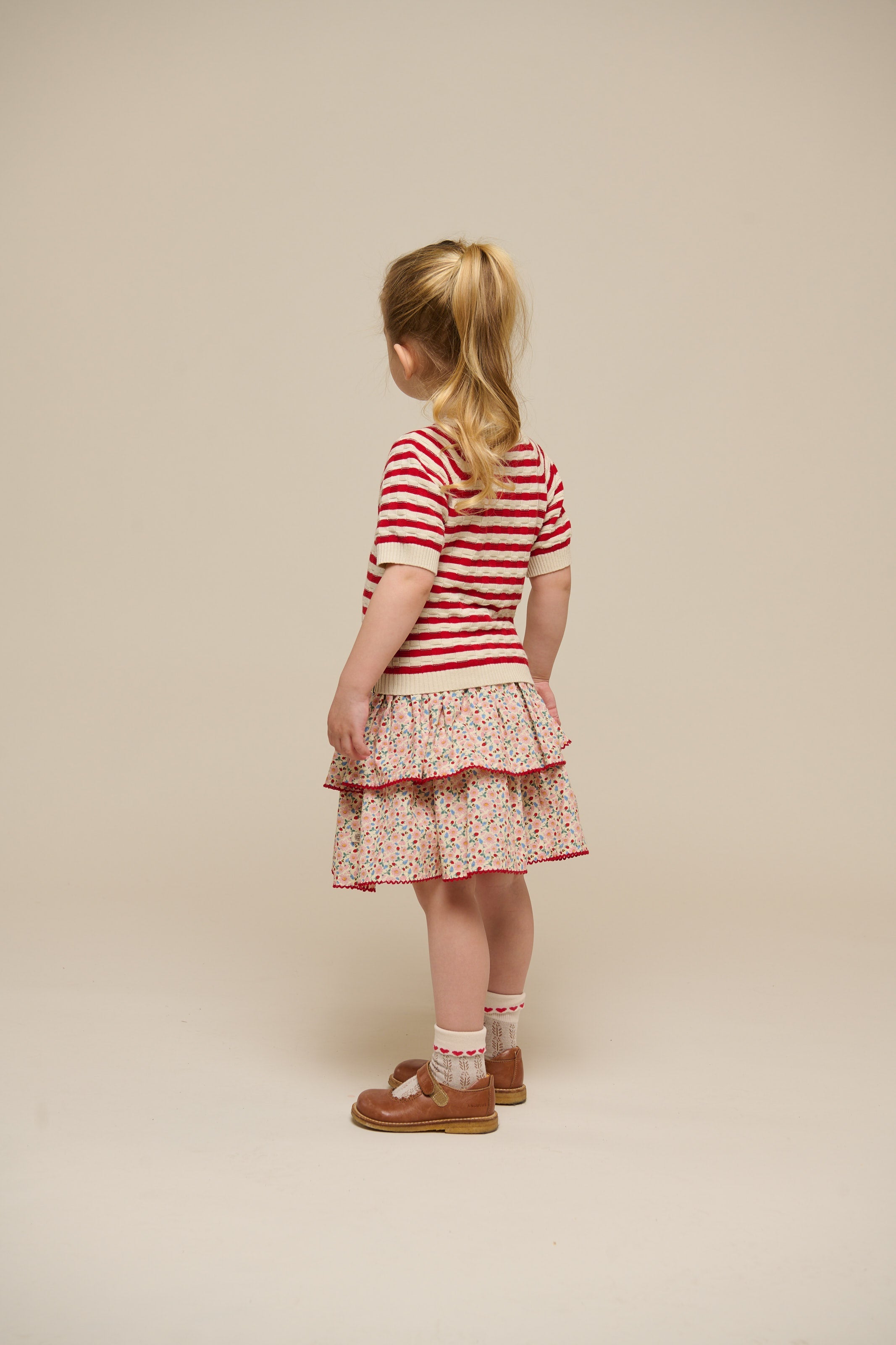 Poplin-Rock mit Blumenmuster und Rüsche - Kids - Rose | 100952 Poppy