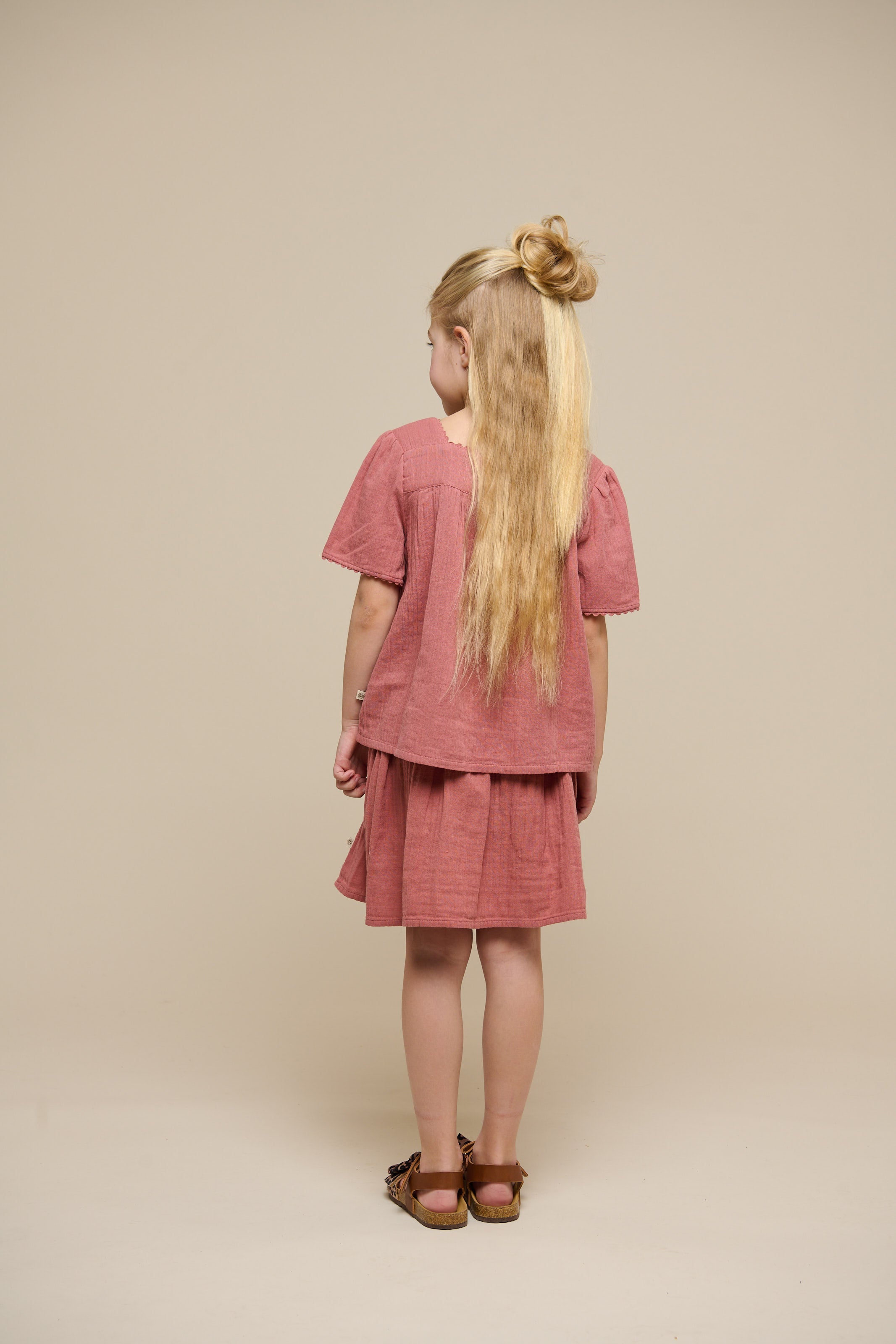 Kurzärmelige Bluse aus Gaze - Tween - Old Rose | 100921 Jasmine