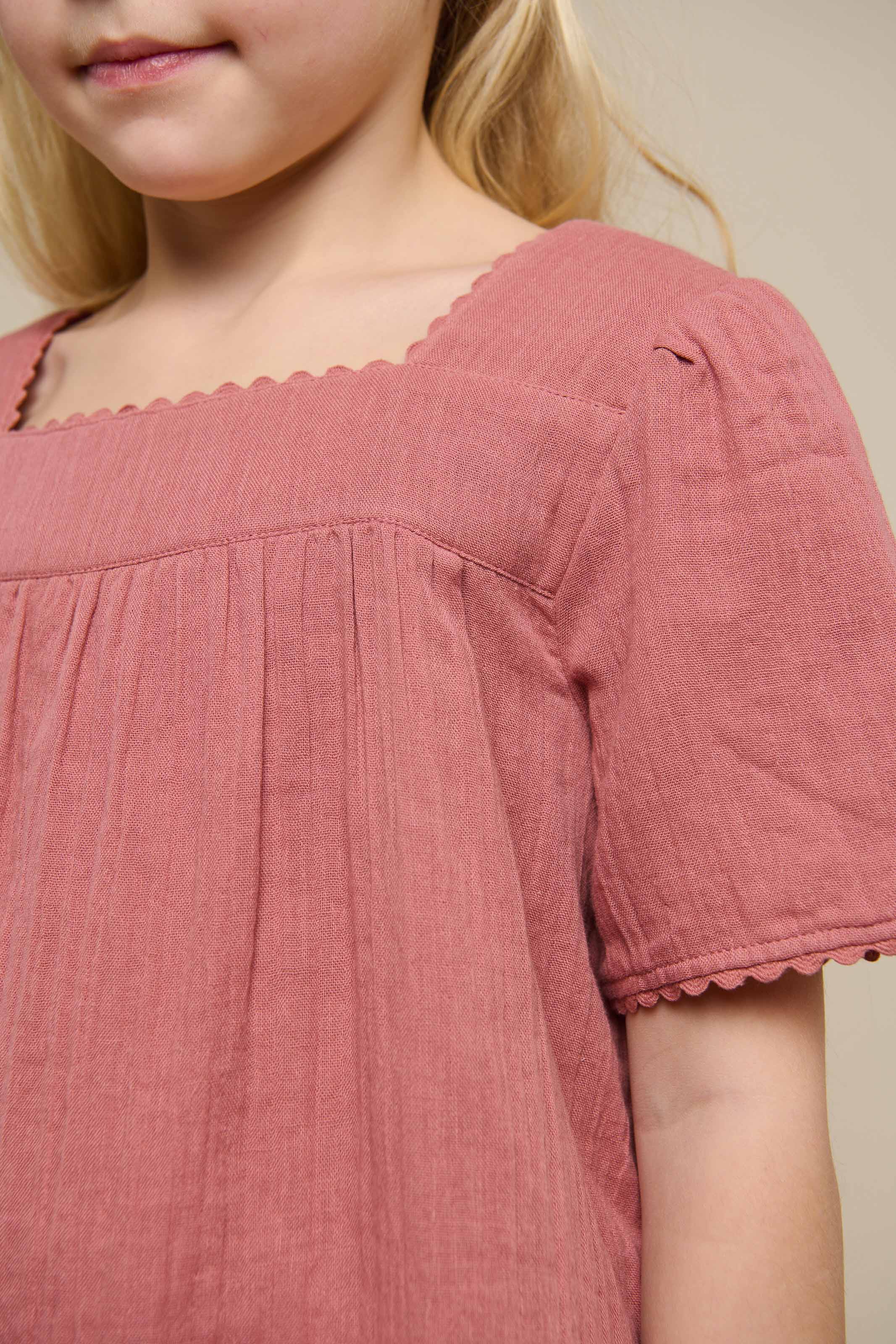 Kurzärmelige Bluse aus Gaze - Tween - Old Rose | 100921 Jasmine