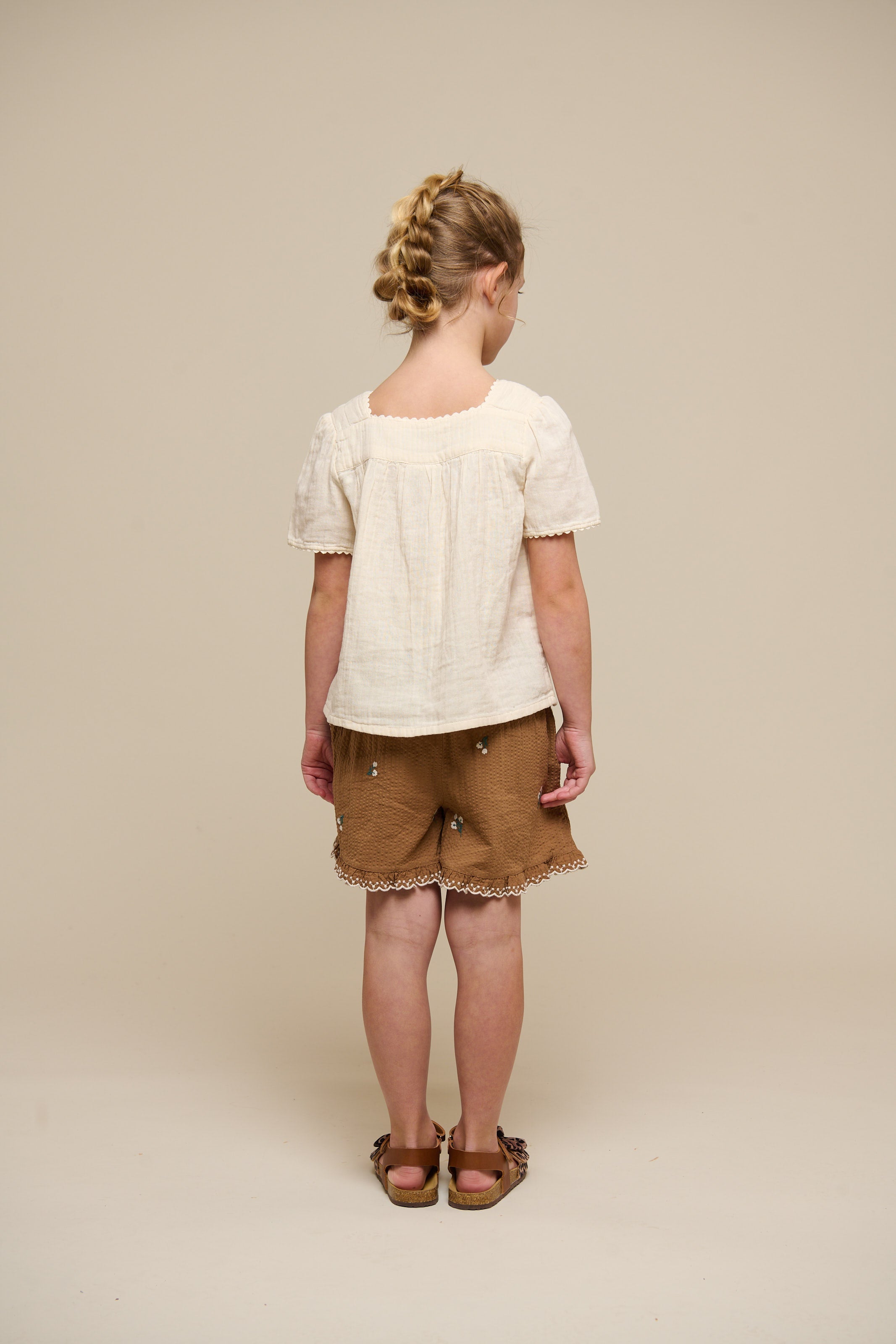 Bestickte Seersucker Shorts - Tween - Coconut | 100987 Nora
