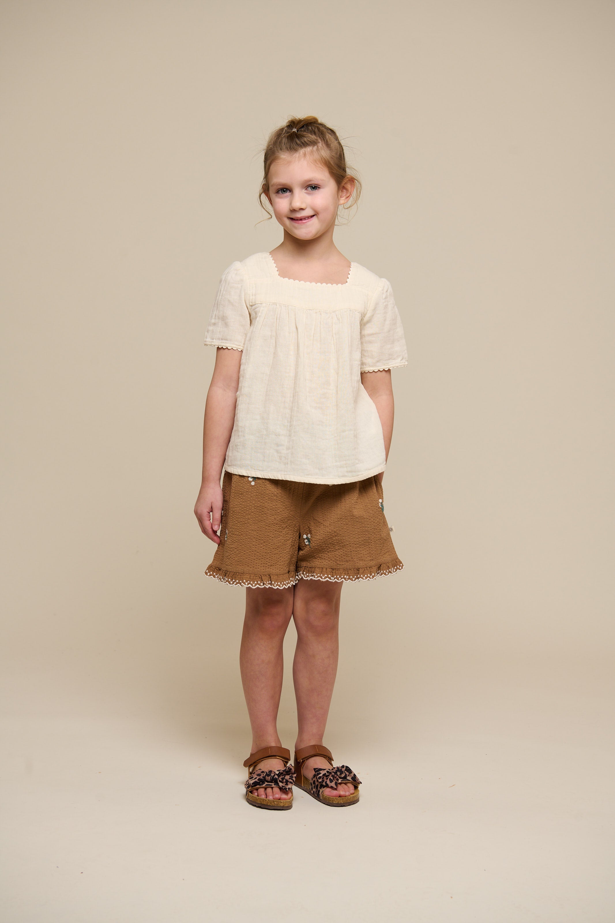 Bestickte Seersucker Shorts - Tween - Coconut | 100987 Nora