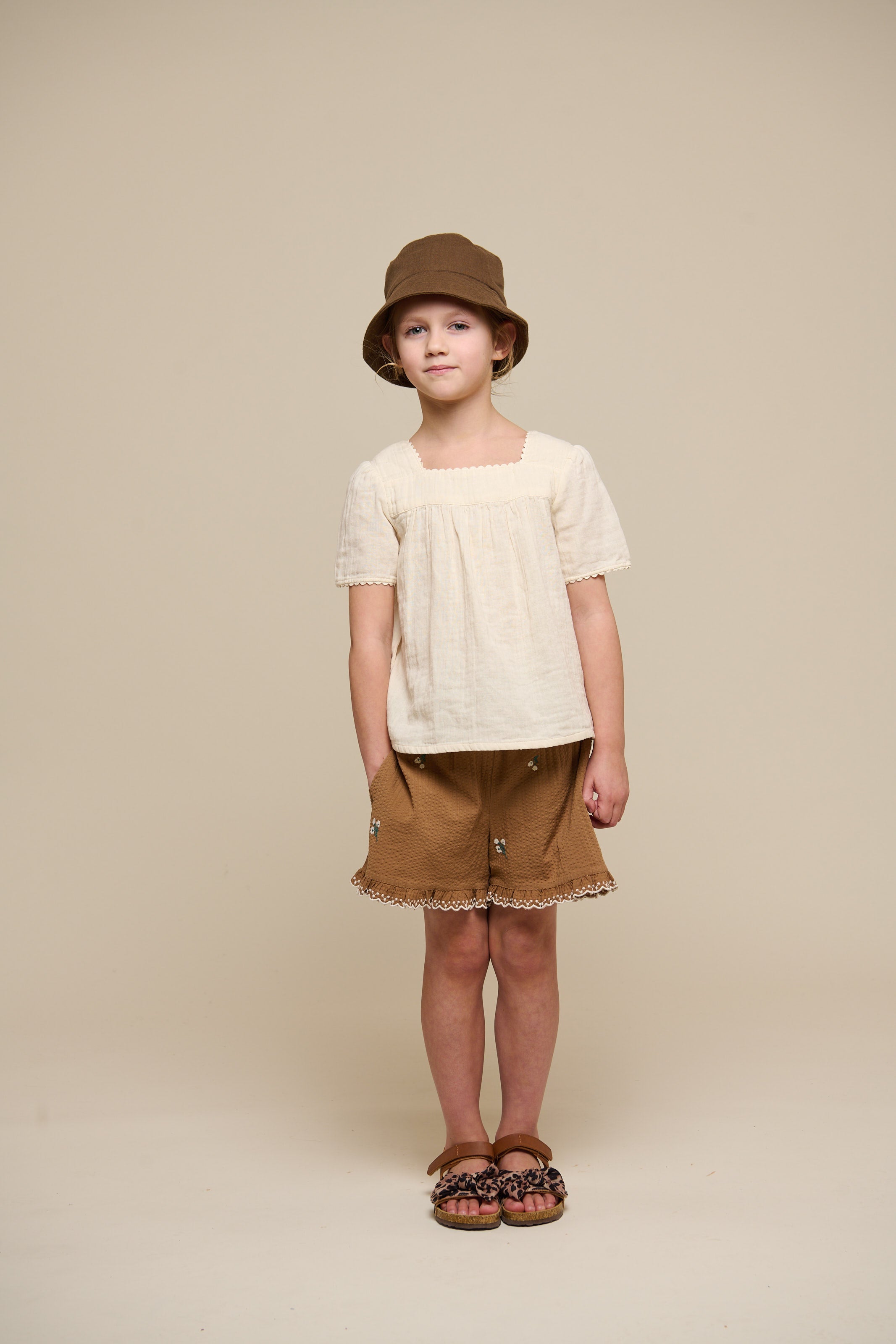 Bestickte Seersucker Shorts - Tween - Coconut | 100987 Nora