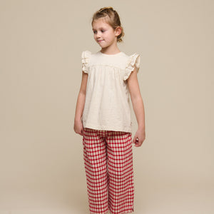 Jerseybluse mit Zick Zack Rüsche - Tween - Offwhite | 101071 Gabriella