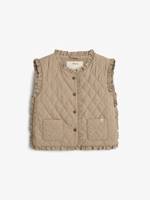 Steppweste mit Rüschen - Tweens - Dark beige