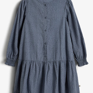 Baumwollkleid mit Micro Dots - Tweens - Dusty Blue