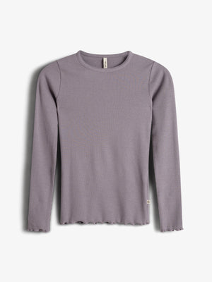 Basic Modal-T-Shirt mit langen Ärmeln und Rippe - Tweens - Dusty Purple
