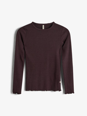Basic Modal-T-Shirt mit langen Ärmeln und Rippe - Tweens - Dark Purple