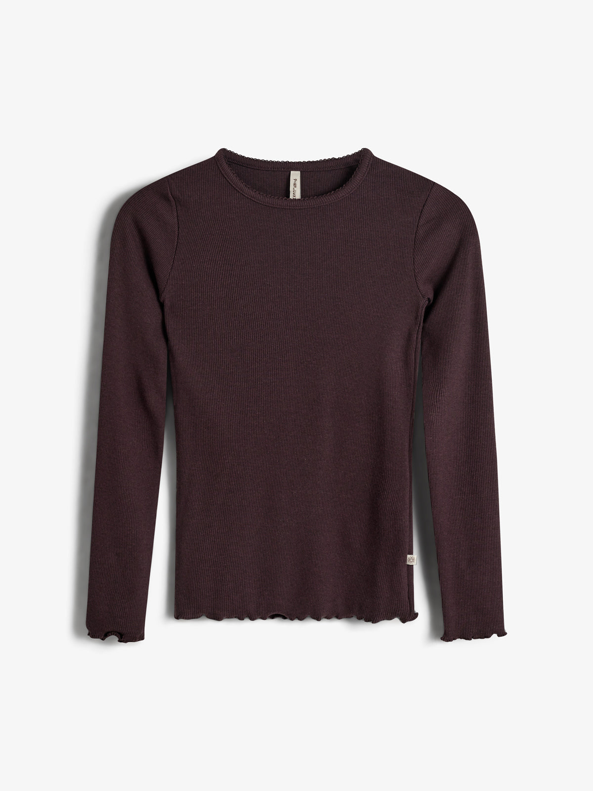 Basic Modal-T-Shirt mit langen Ärmeln und Rippe - Tweens - Dark Purple