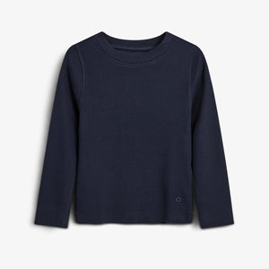 Langärmeliges Basic-T-Shirt aus Rippe - Tweens - Navy