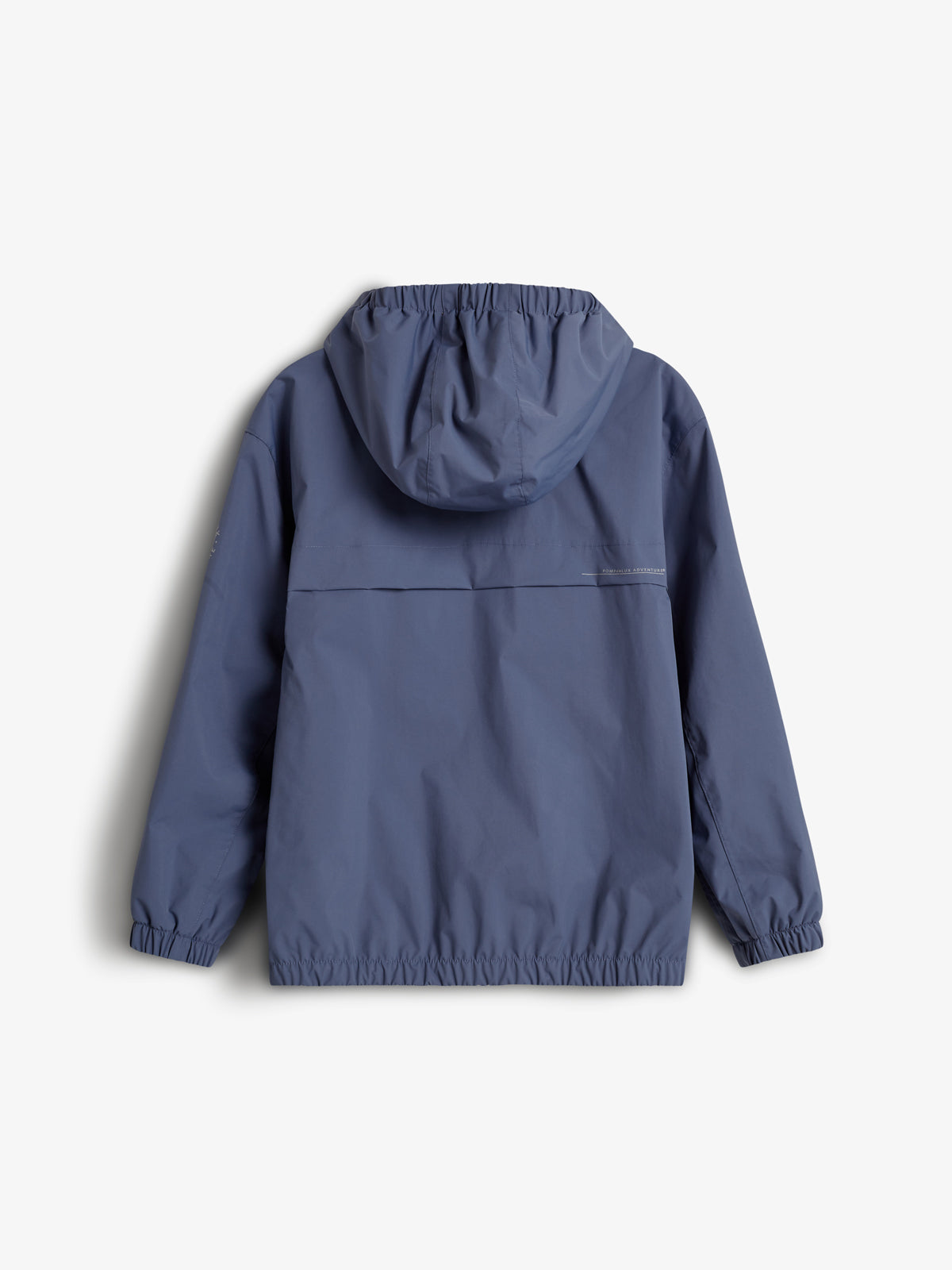 Eine blaue Jacke mit Kapuze hängt locker, ohne sichtbare Verzierung. Sie befindet sich in einem neutralen, hellgrauen Hintergrund, die Ärmel und der Saum sind elastisch. Text: "NORSE PROJECTS".