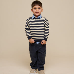 Gestreiftes Crewneck Sweatshirt - Kids - Navy Stripe | 101344 Cole