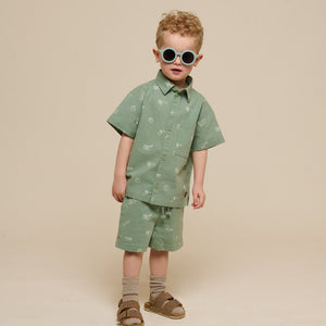 Bedrucktes Leinenmix Hemd - Kids - Dusty Green | 101165 William