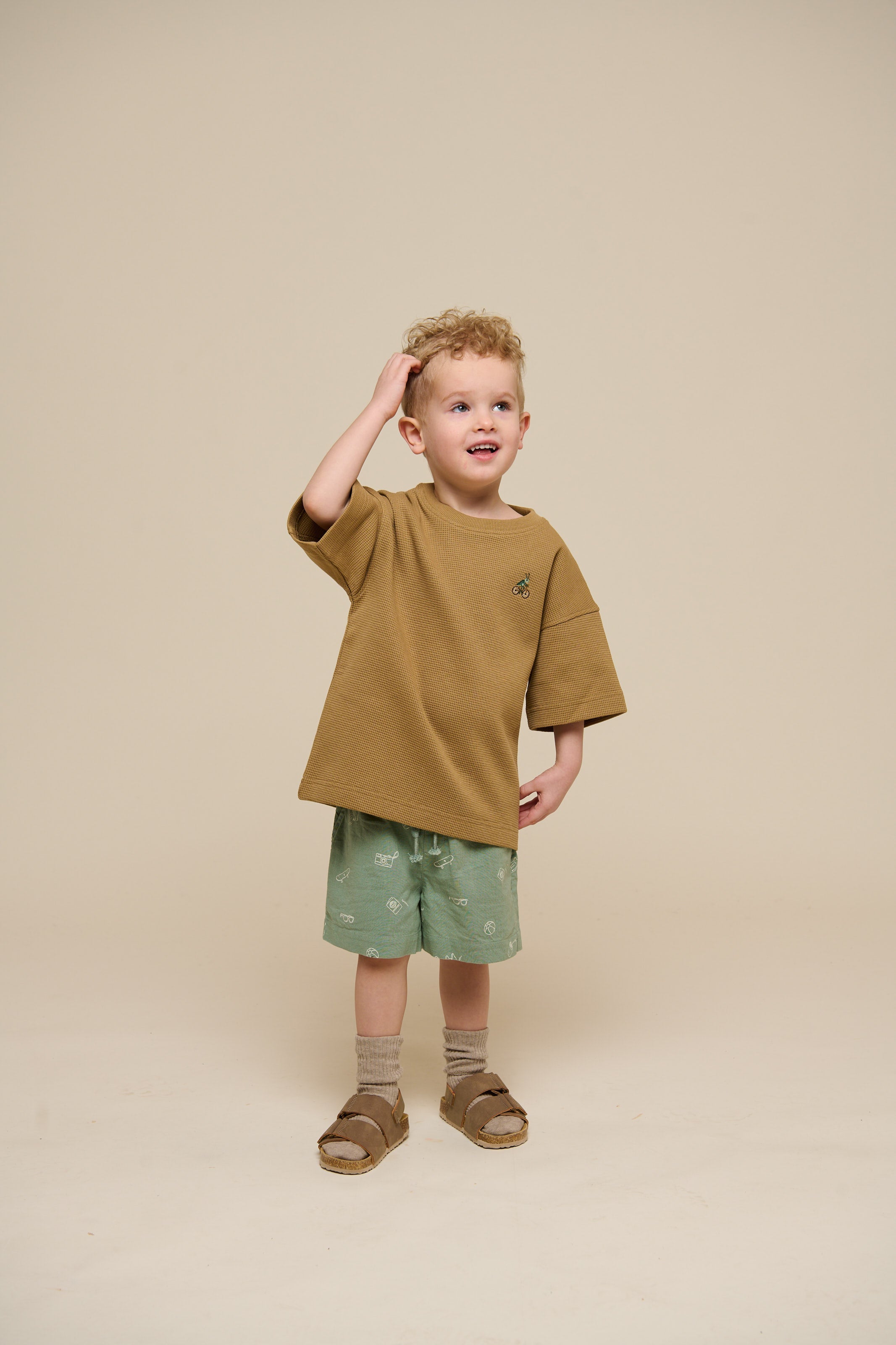 Bedruckte Leinenmix-Shorts - Kids - Dusty Green | 101169 William
