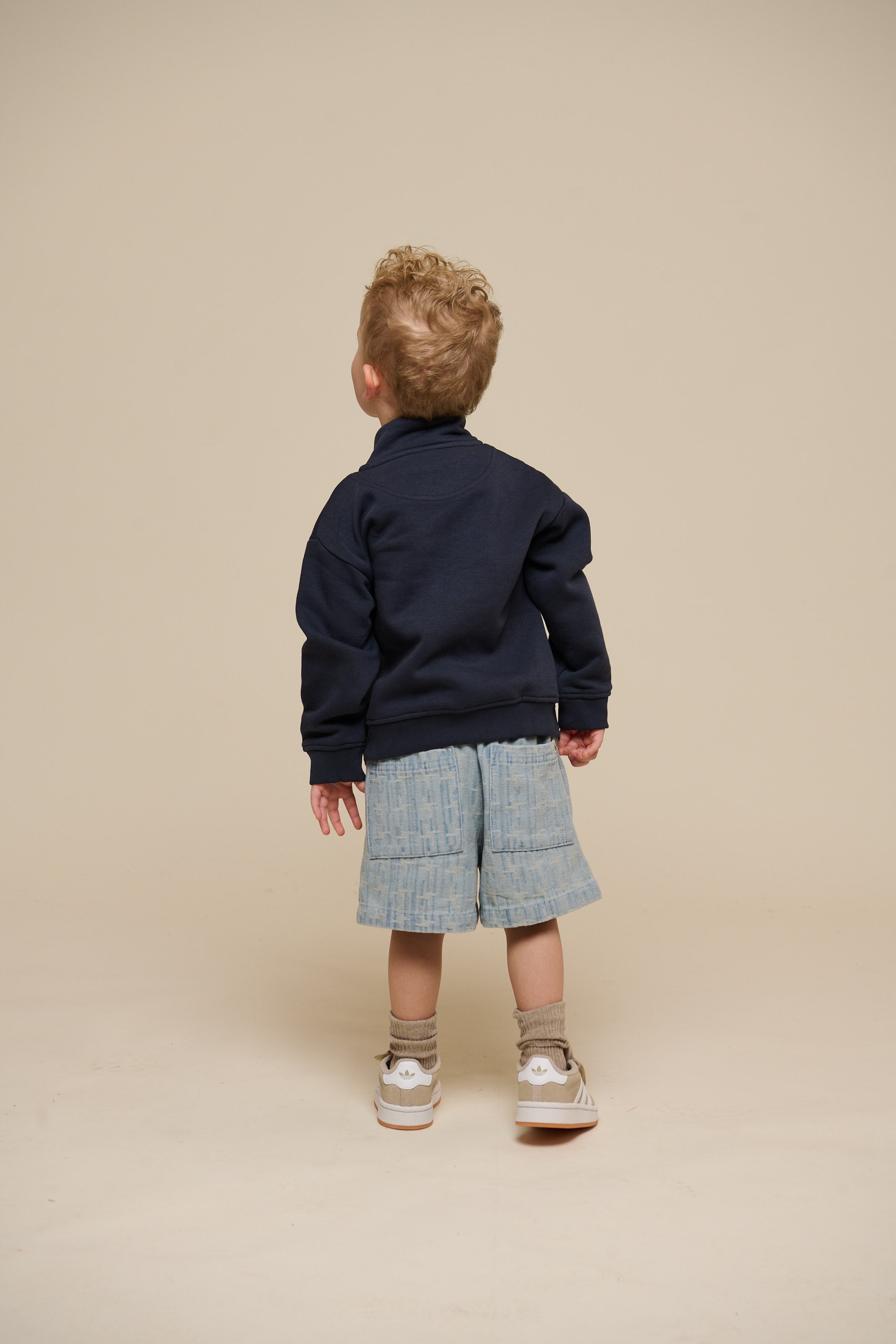 Baggy Jacquard Denim Shorts - Kids - Blue Denim | 101059 Kyle