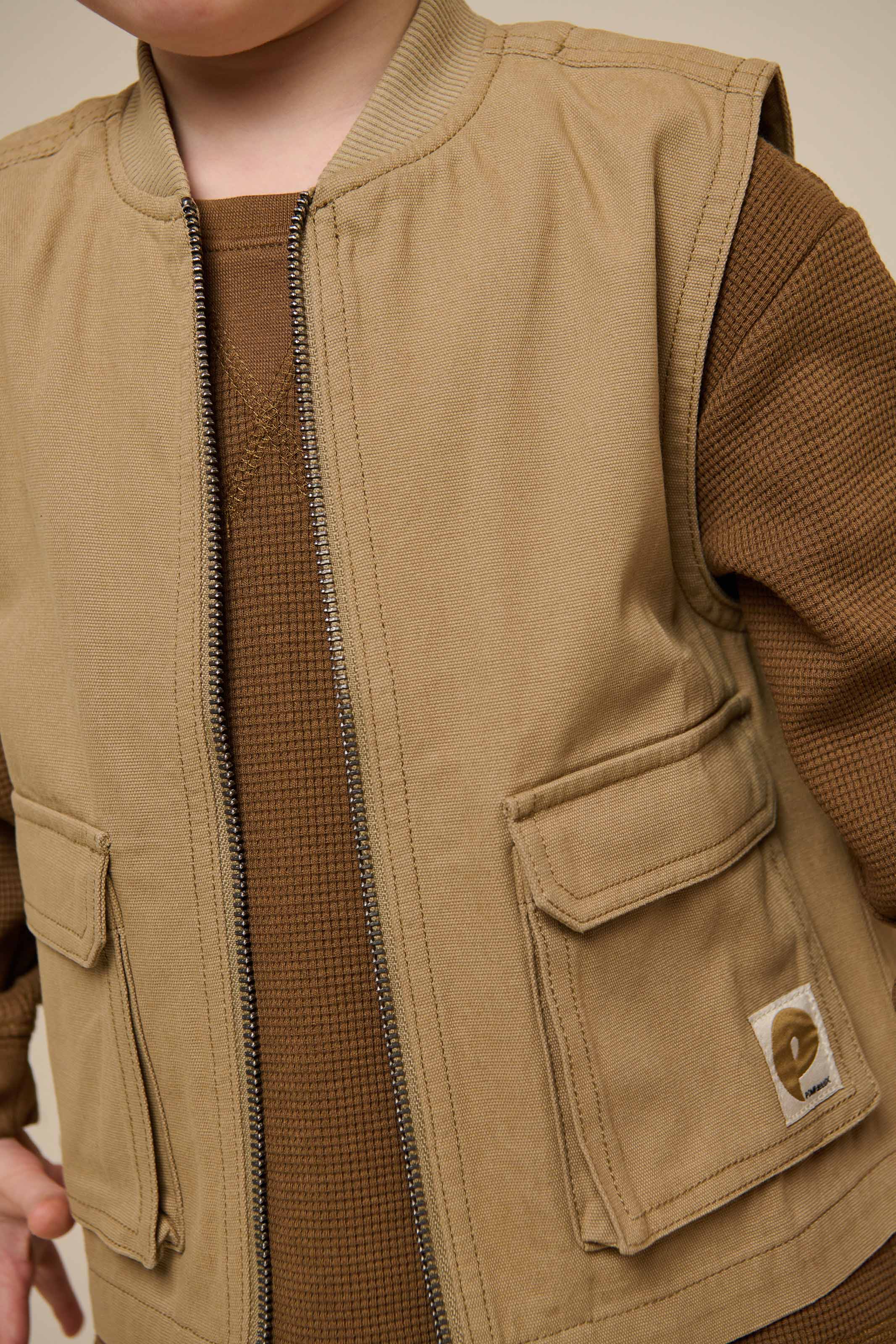 Texturiertes Langarm-T-Shirt - Kids - Coffee | 100705 Malthe