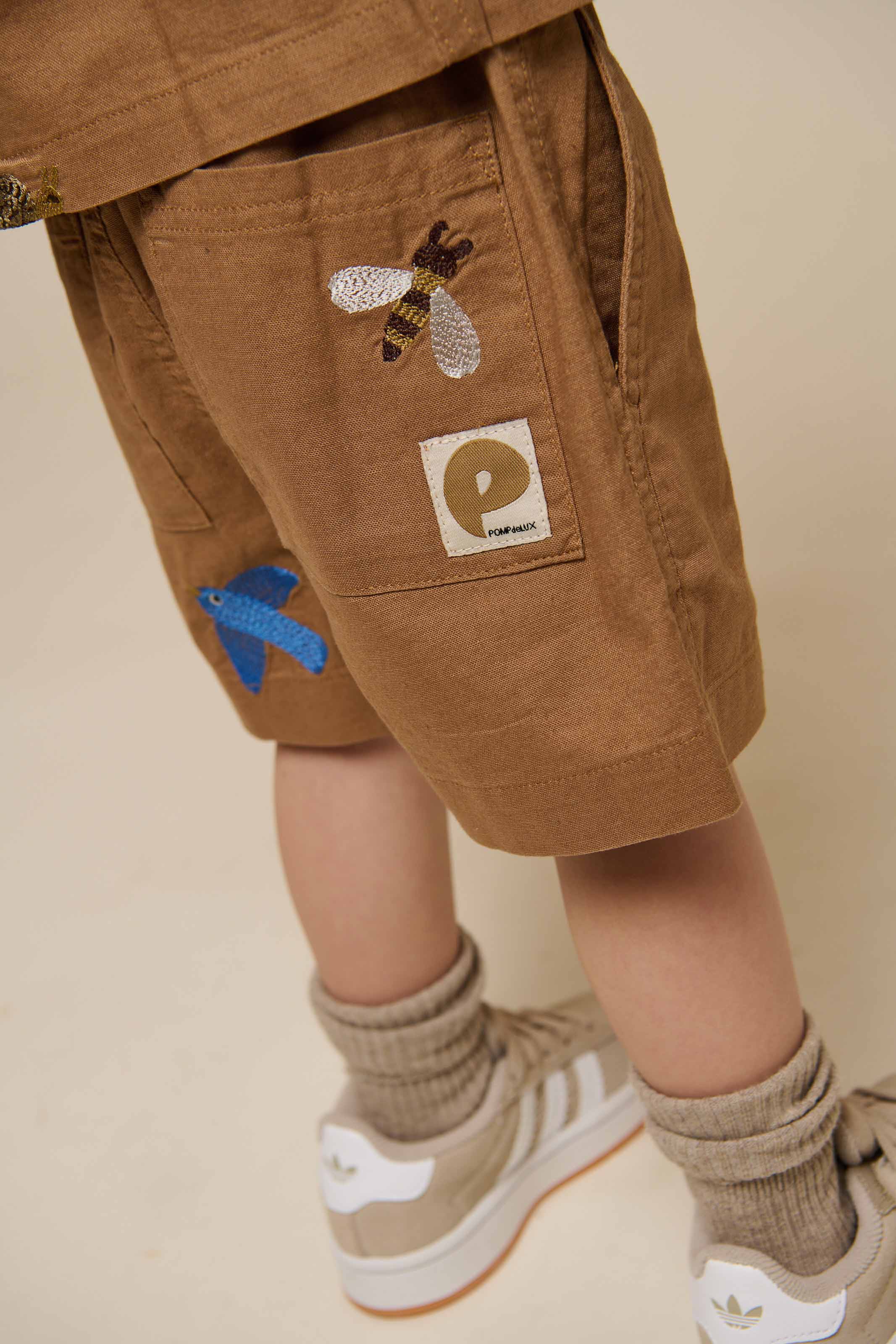 Embroidered Cotton Shorts - Kids - Coconut | 101064 Erik