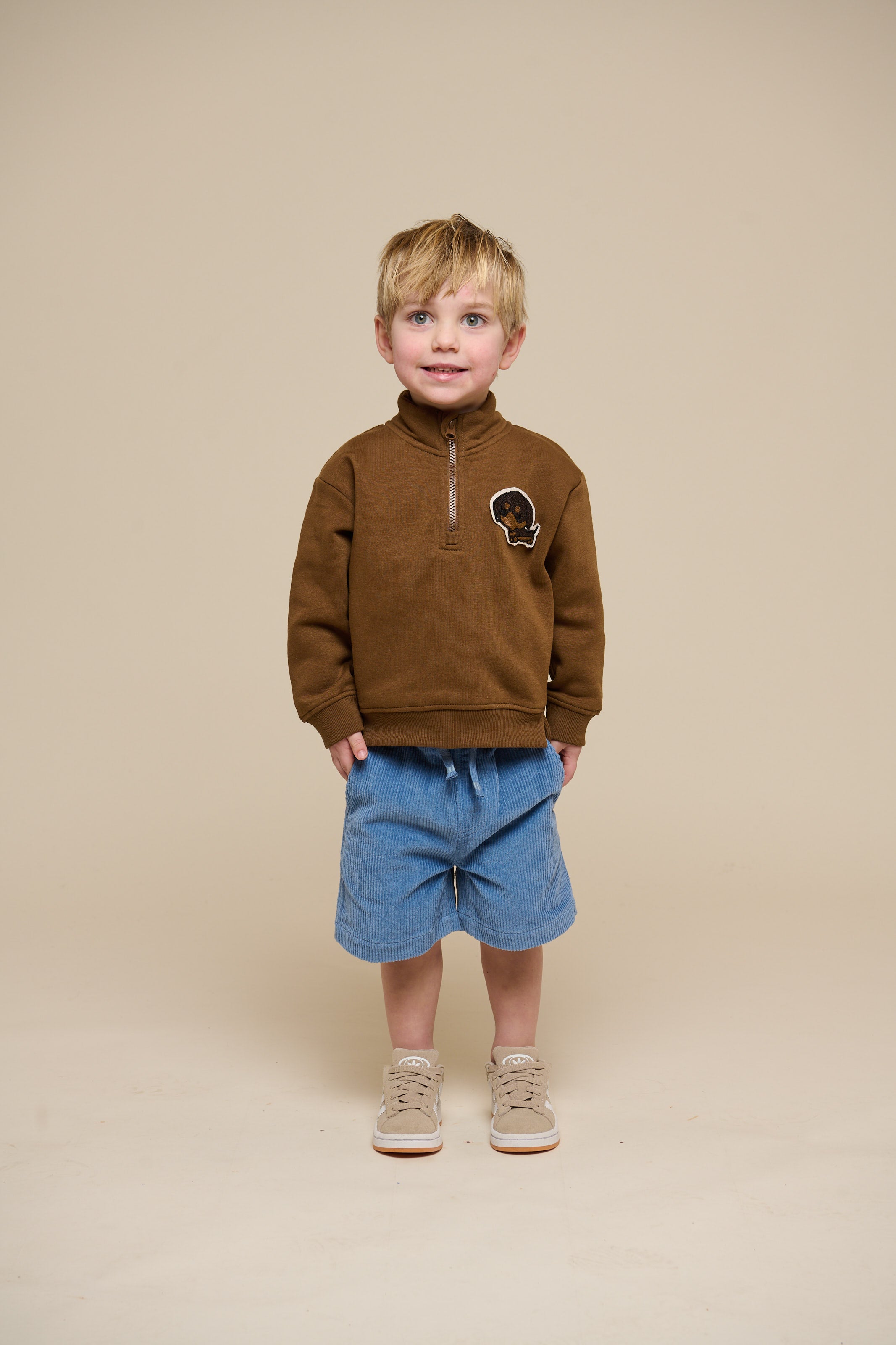 Sweatshirt mit halbem Reißverschluss - Kids - Coffee | 100808 Tristan