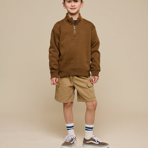 Sweatshirt mit halbem Reißverschluss - Tween - Coffee | 100809 Tristan