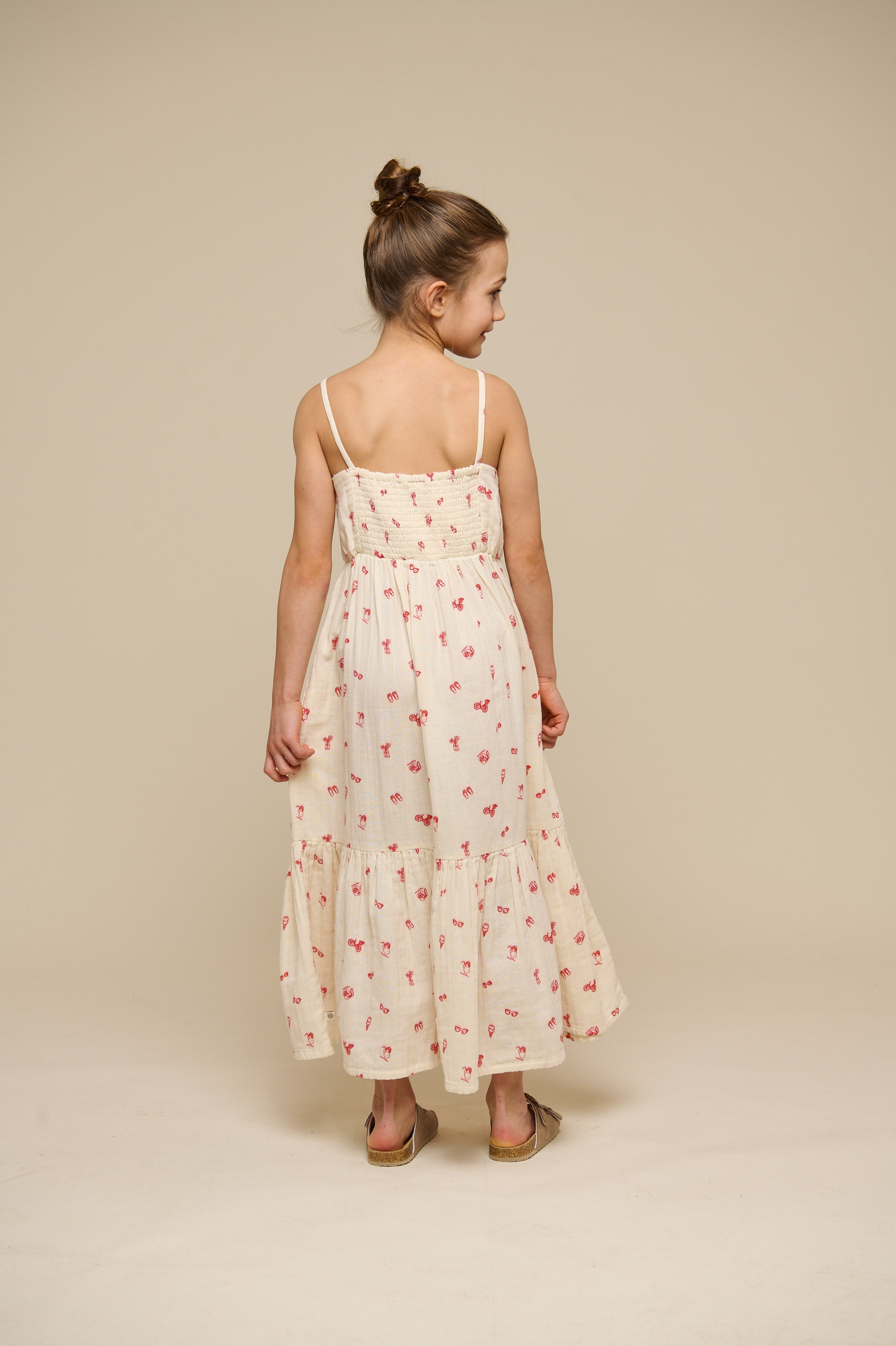 Bedrucktes Gaze-Midi-Trägerkleid - Tween - Offwhite/Cherry Red | 100974 Fiona