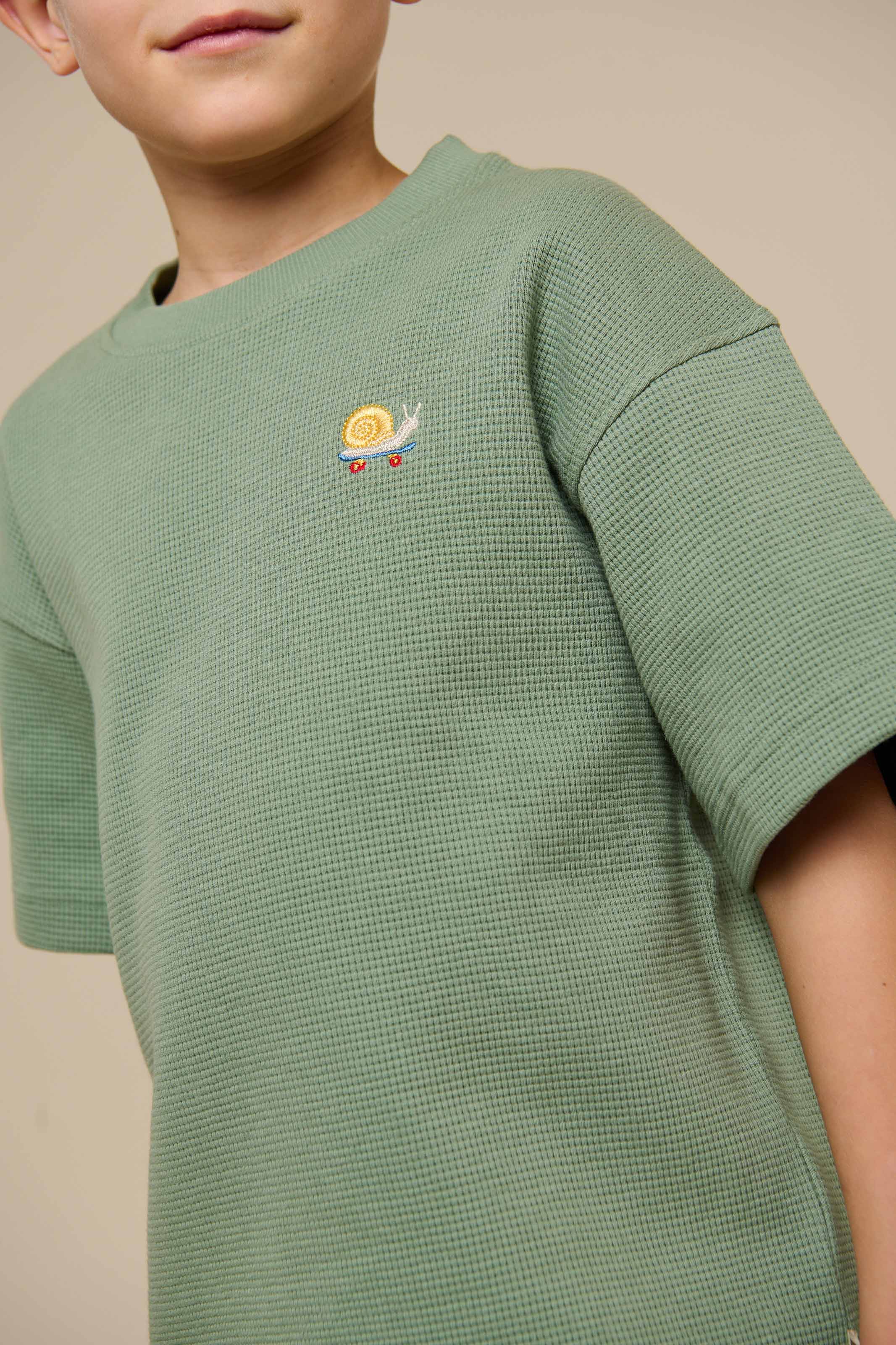 Waffel T-Shirt - Tween - Dusty Green | 101156 Evan