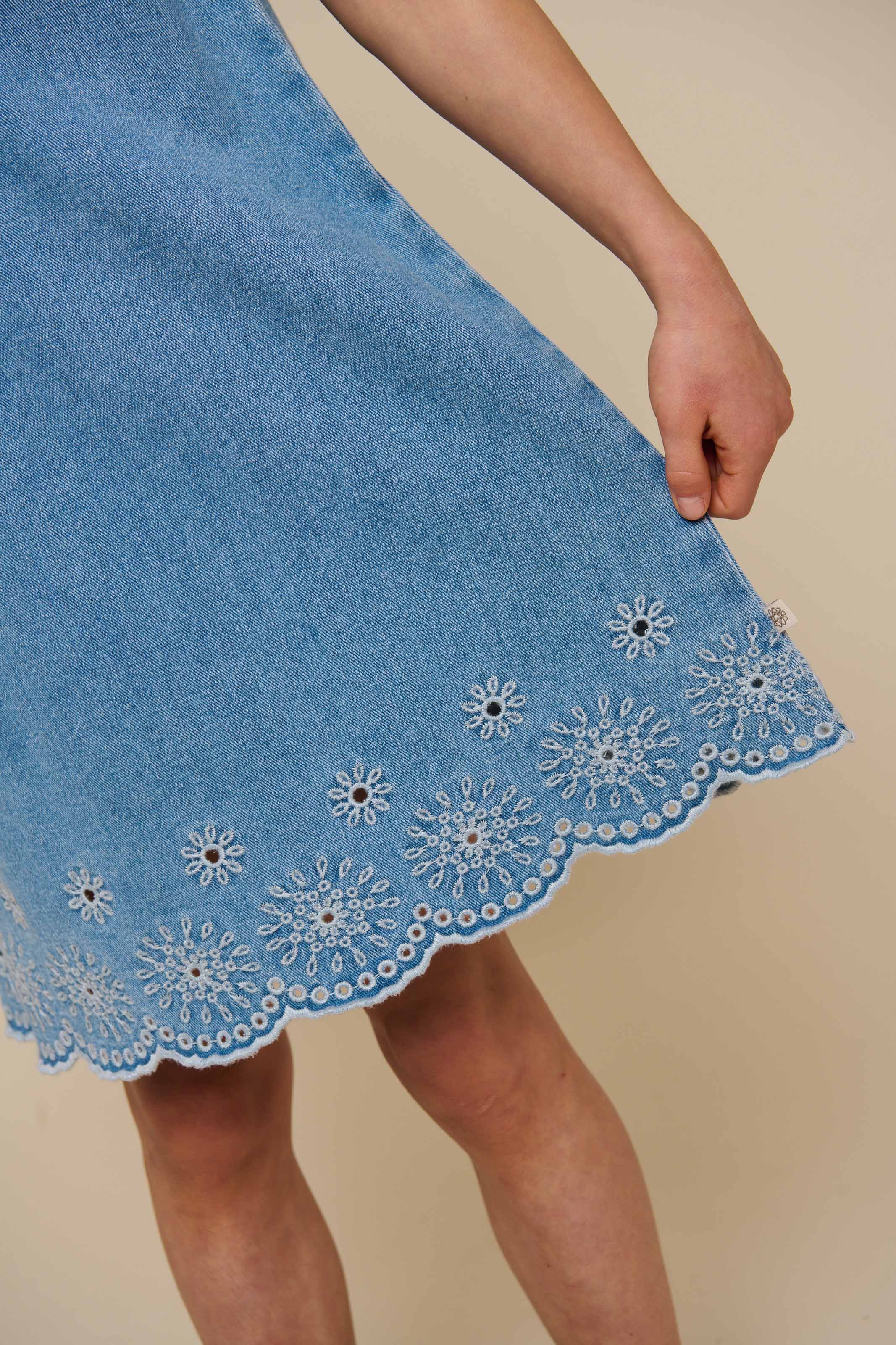 Besticktes Denim-Minikleid - Tween - Light Blue Denim | 101019 Vera