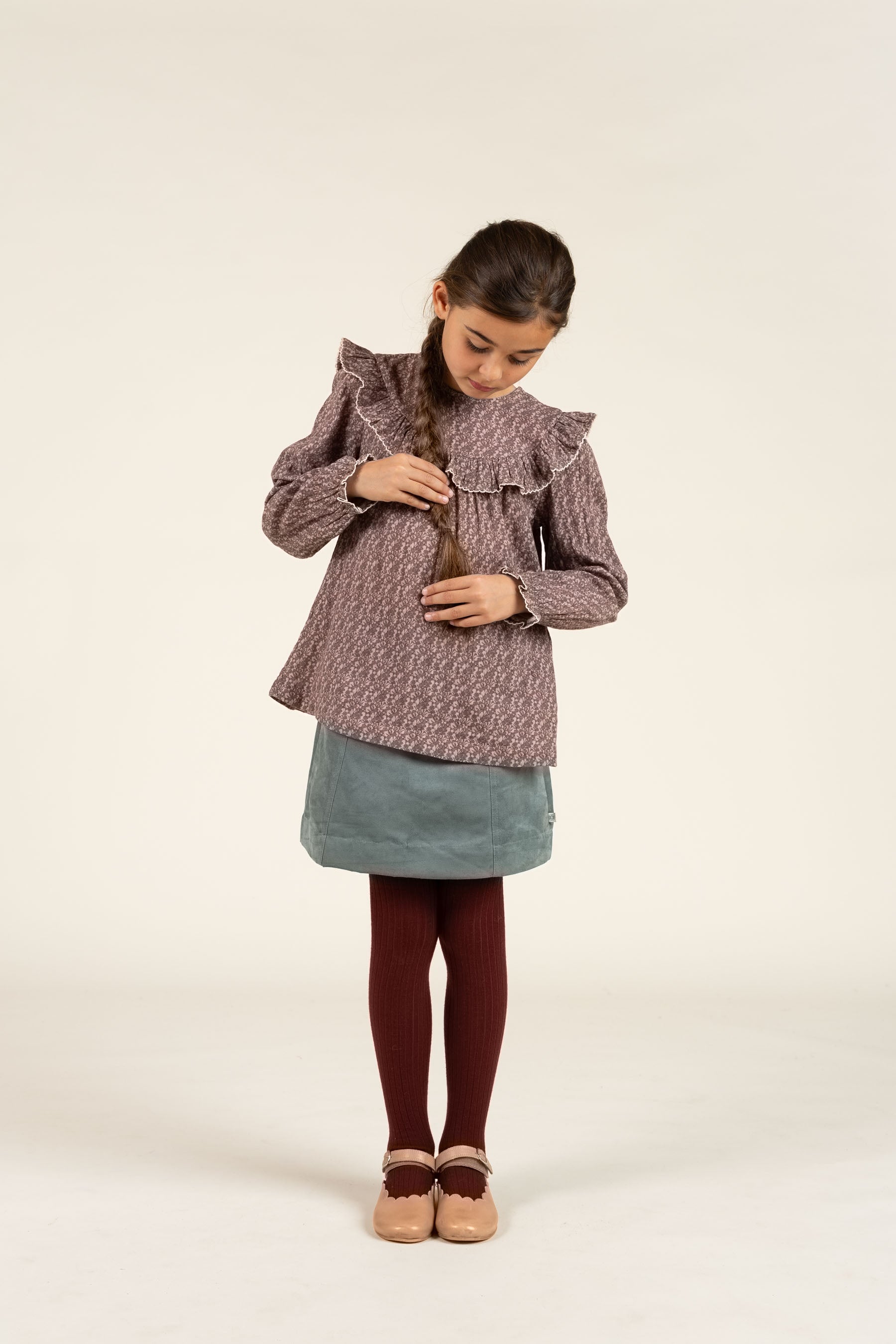 Bedruckte Zwei-Wege-Bluse aus doppelter Gaze - Tween - Rose / Green | 100732 Maggie