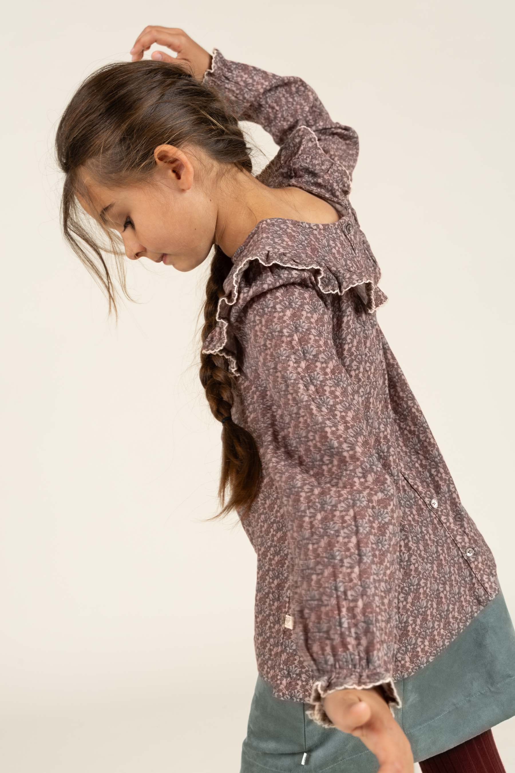 Bedruckte Zwei-Wege-Bluse aus doppelter Gaze - Tween - Rose / Green | 100732 Maggie