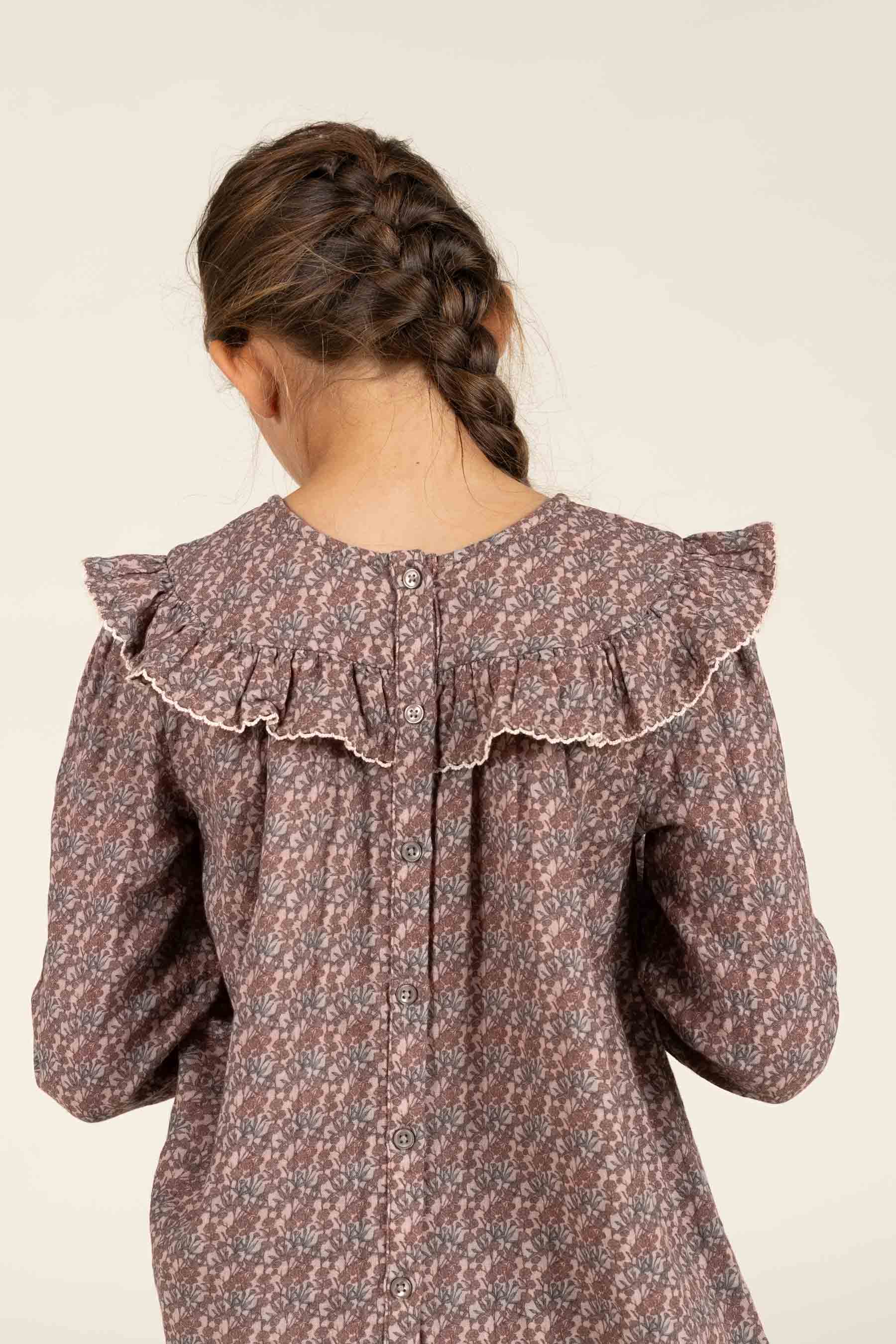 Bedruckte Zwei-Wege-Bluse aus doppelter Gaze - Tween - Rose / Green | 100732 Maggie