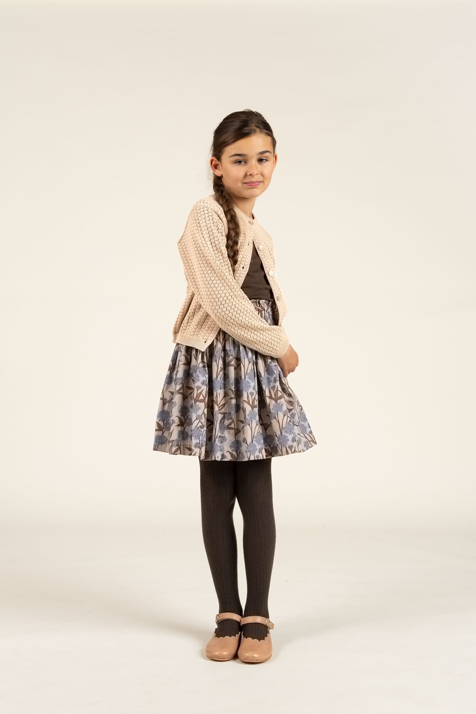 Baumwoll-Pointelle-Strickjacke - Tween - Caffe Latte | 100684 Esme