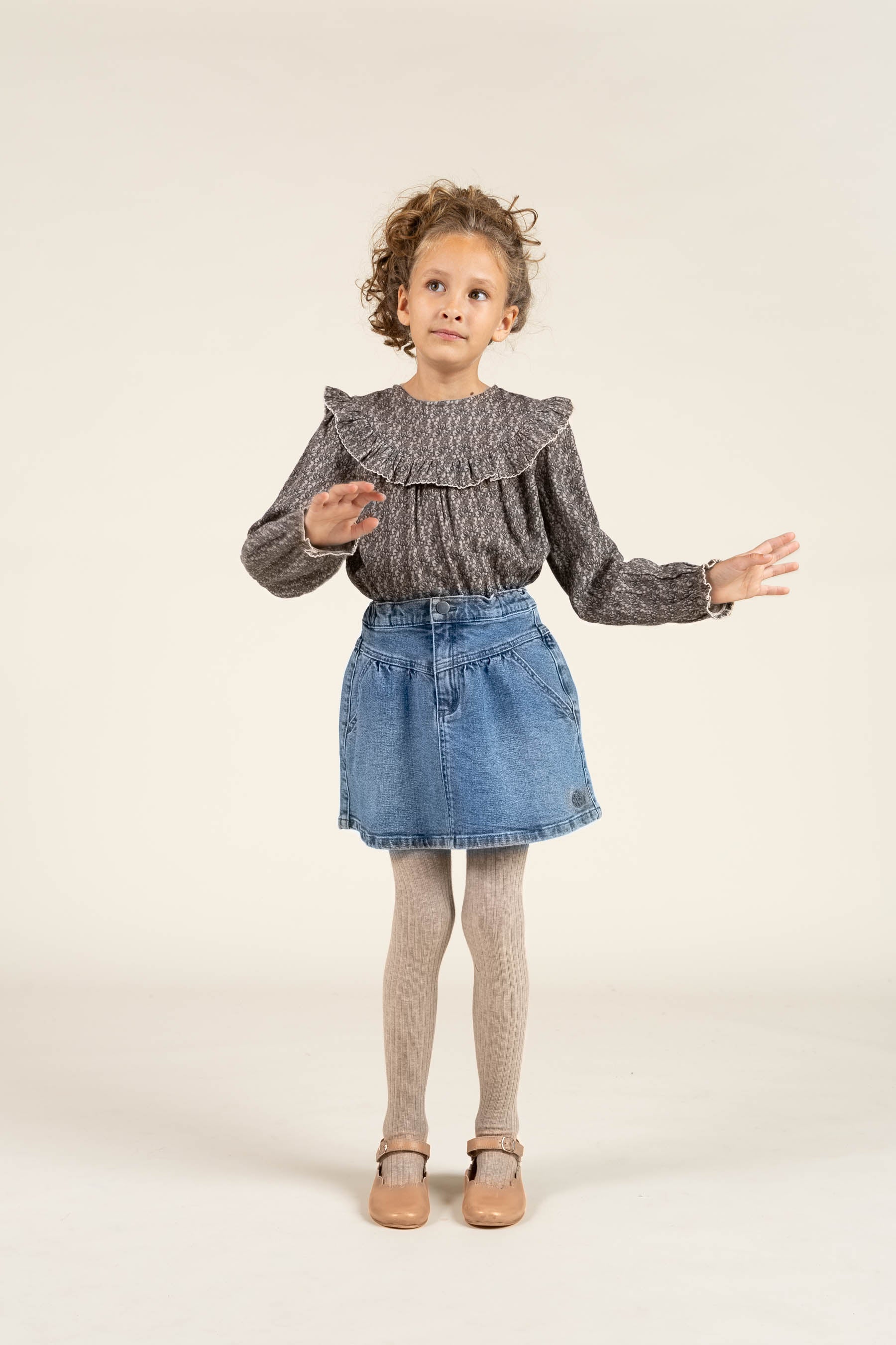 Bedruckte Zwei-Wege-Bluse aus doppelter Gaze - Tween - Blue / Brown | 100730 Maggie