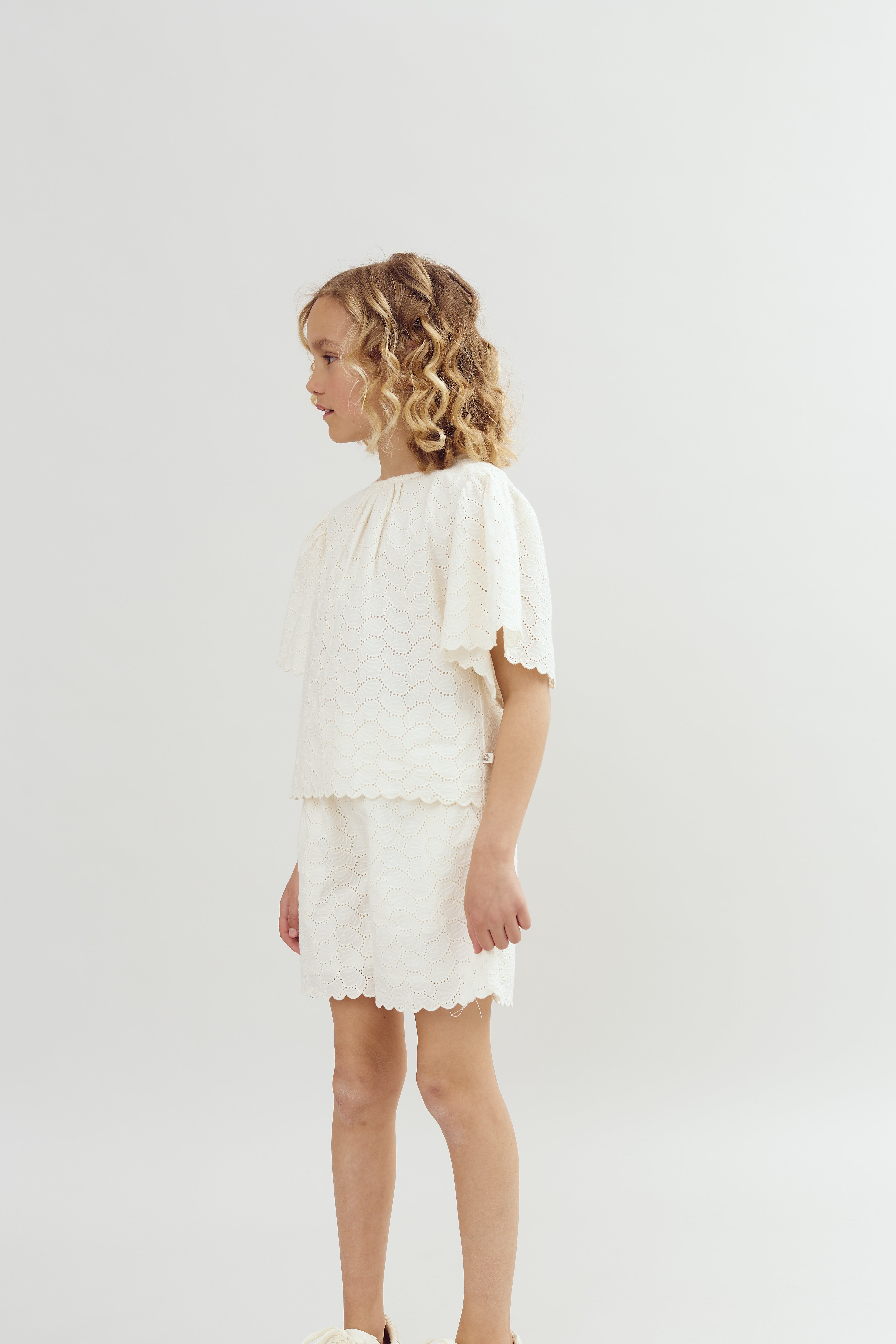 Schmetterlingsstickerei Shorts - Tween - Off White | 100436 Karla