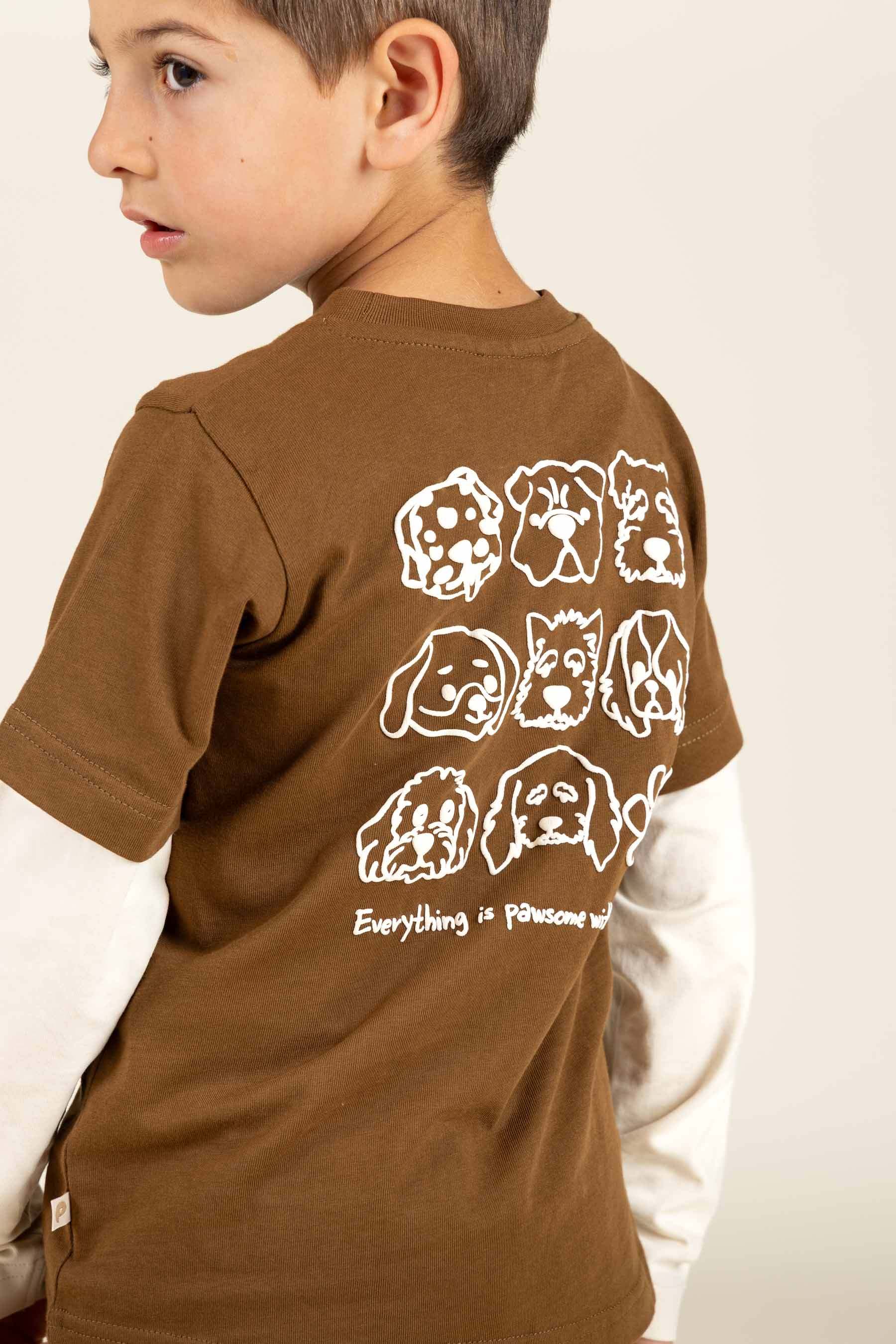 Boxy-T-Shirt mit zwei Ärmeln - Kids - Coffee | 100838 Alex