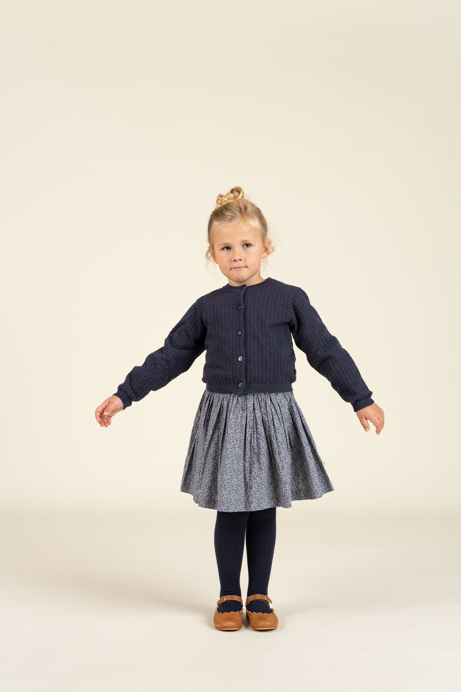 Baumwoll-Pointelle-Strickjacke - Kids - Navy | 100687 Esme