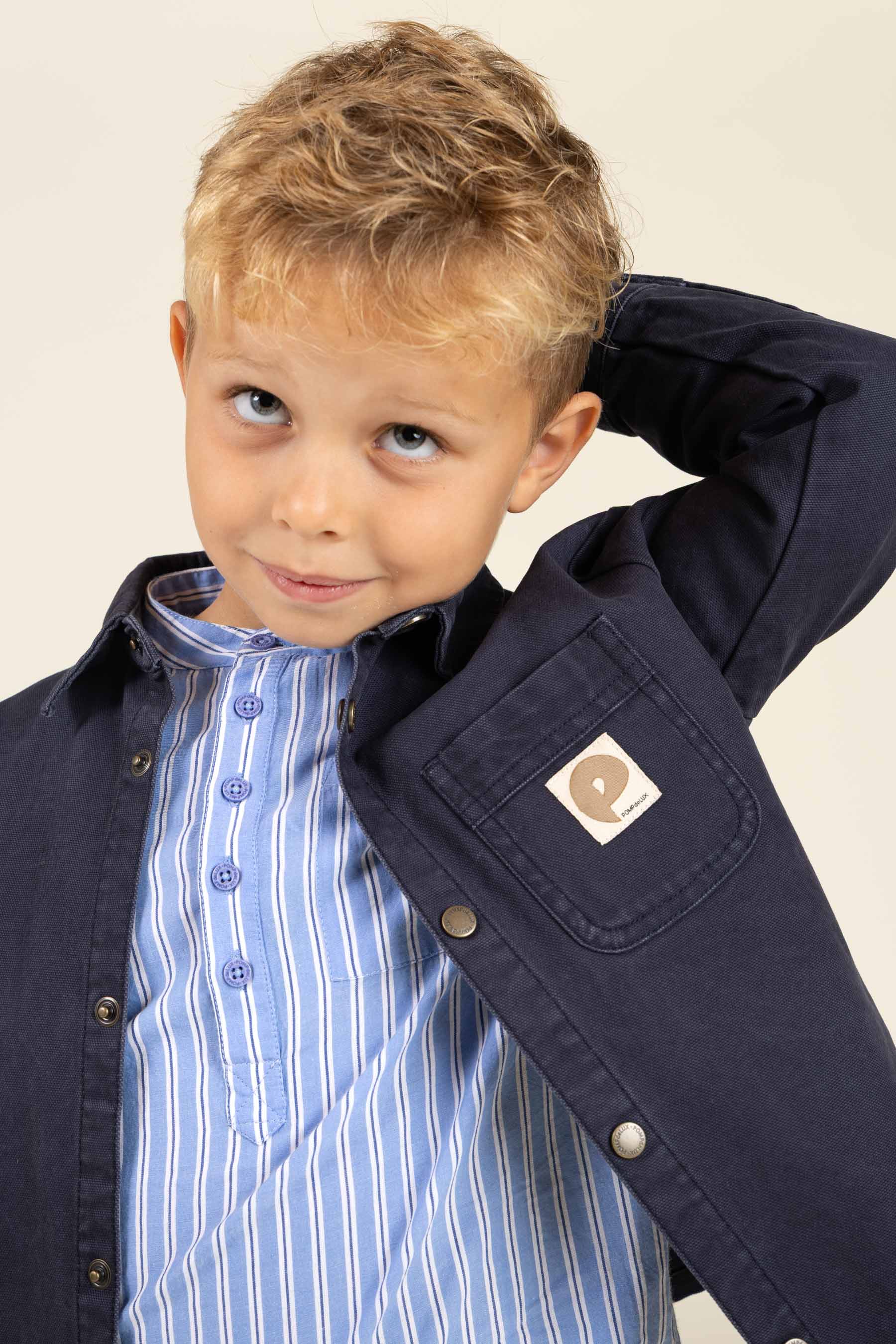 Gestreiftes Stehkragenhemd - Kids - Blue Stripe | 100488 Kai