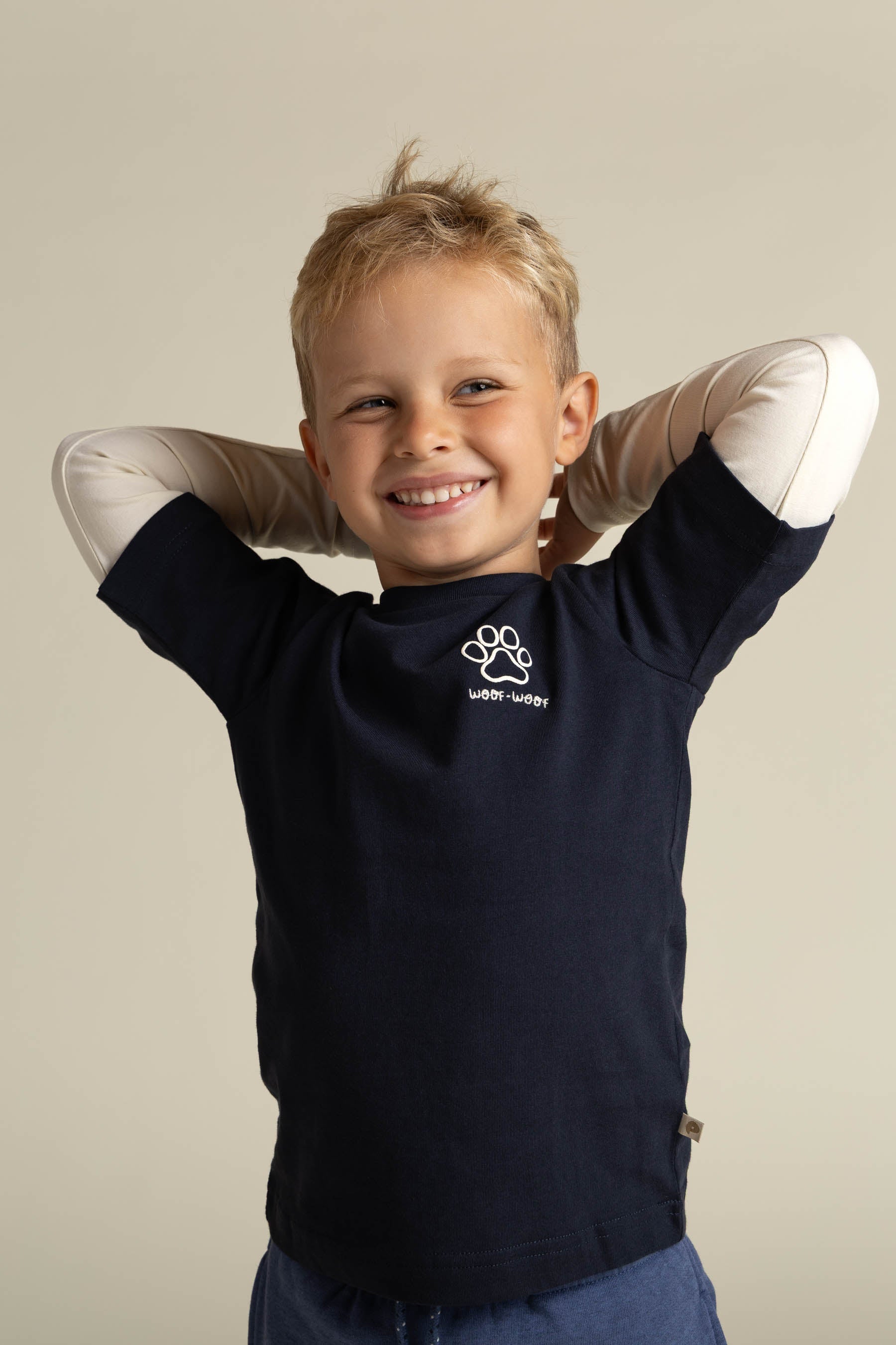 Boxy-T-Shirt mit zwei Ärmeln - Kids - Navy | 100836 Alex