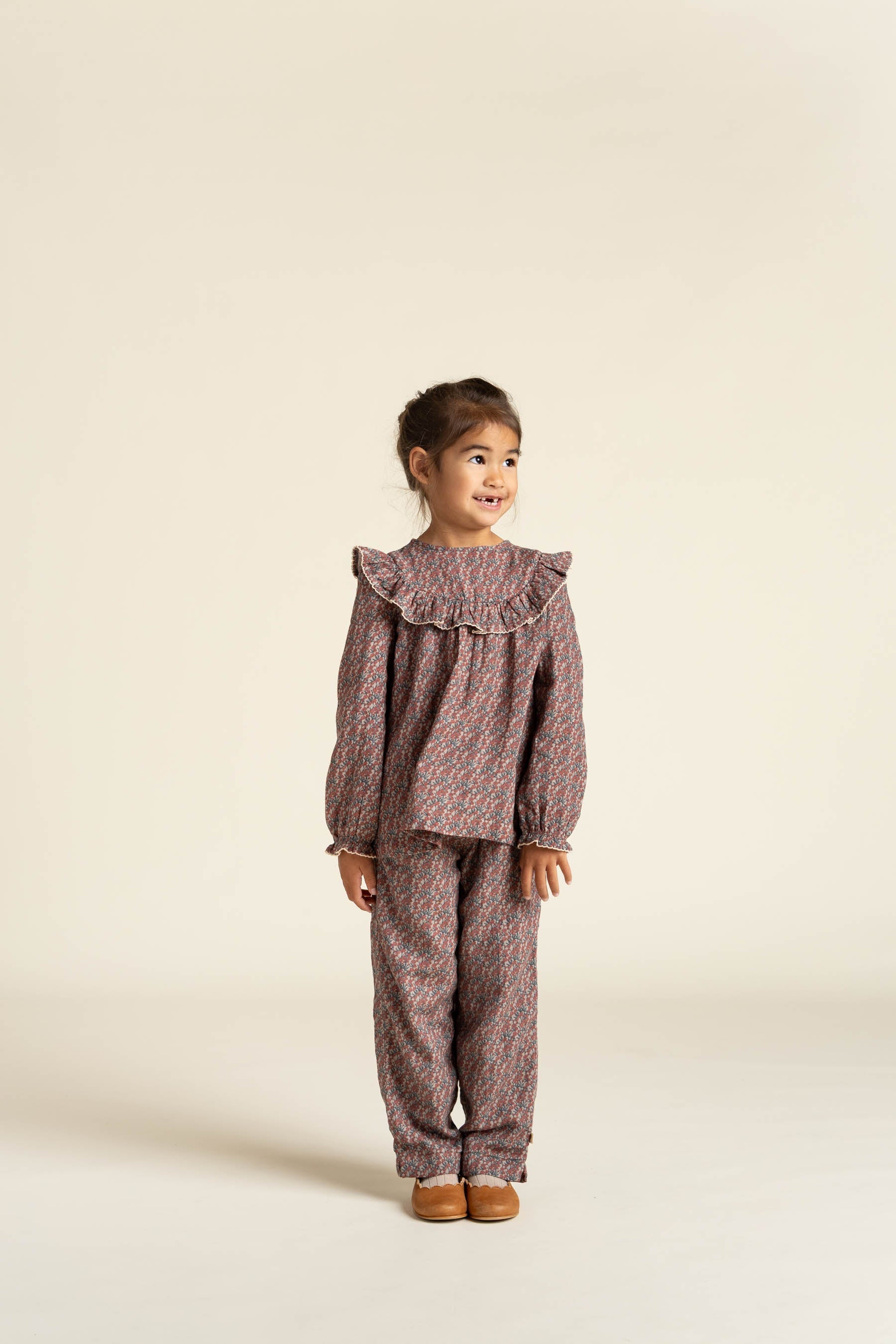 Bedruckte Doppelgaze-Hose - Kids - Rose / Green | 100734 Maggie